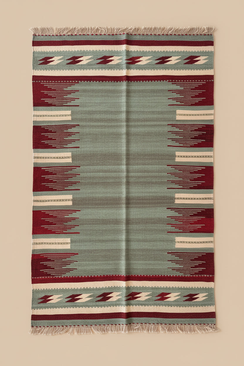 Hand-woven flat "Kilim" rug, Navajo style