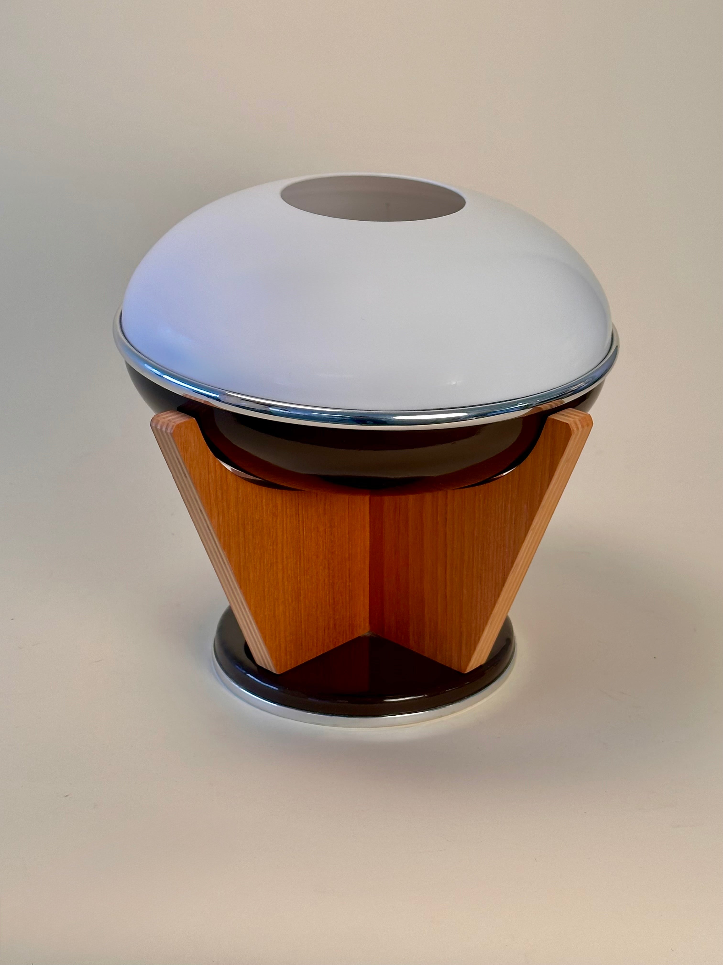 Lampe de table Space Age en plastique & base en chêne