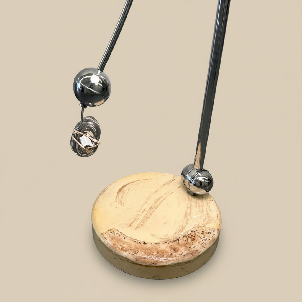 Chrome arc lamp with marble base
