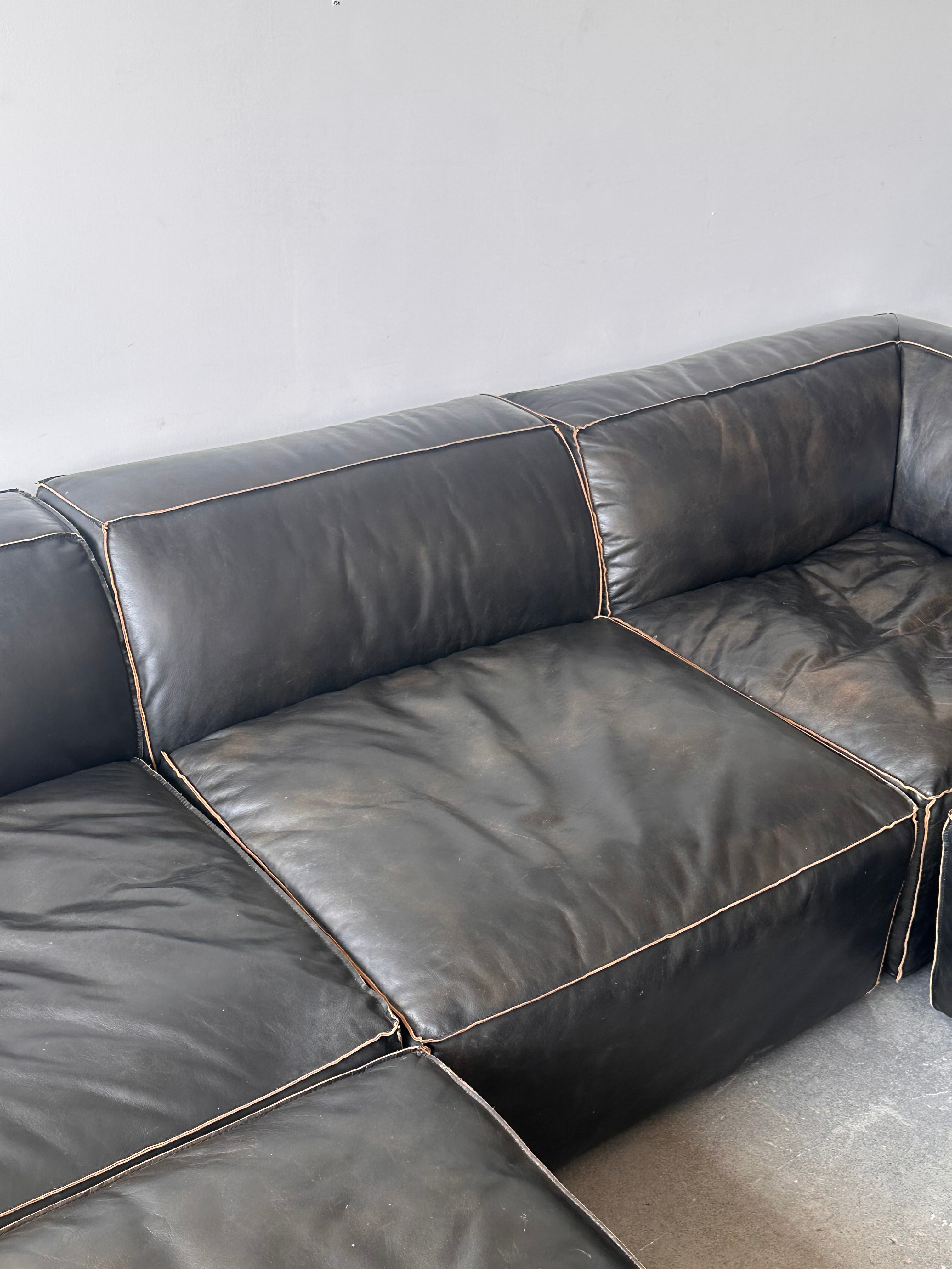Divan modulaire 5 morceaux en cuir