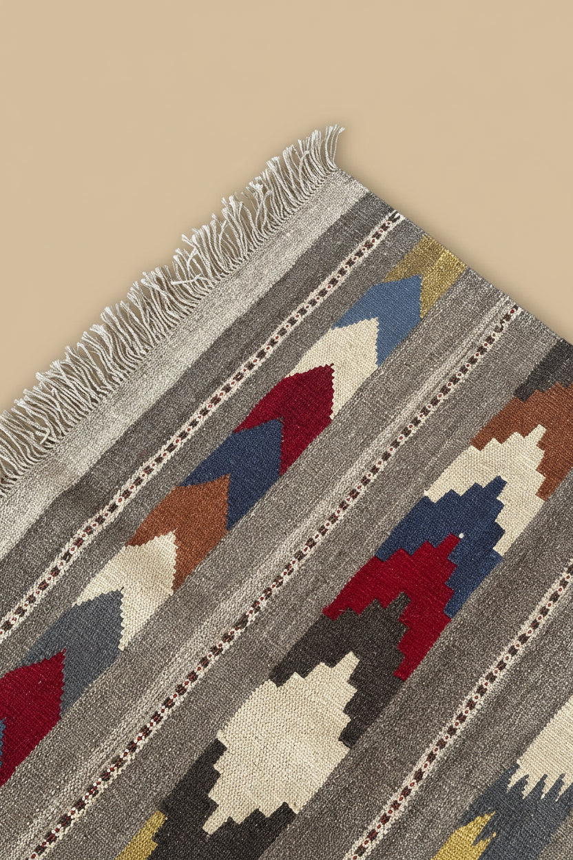 Tapis "Kilim" plat tissé à la main, style Navajo