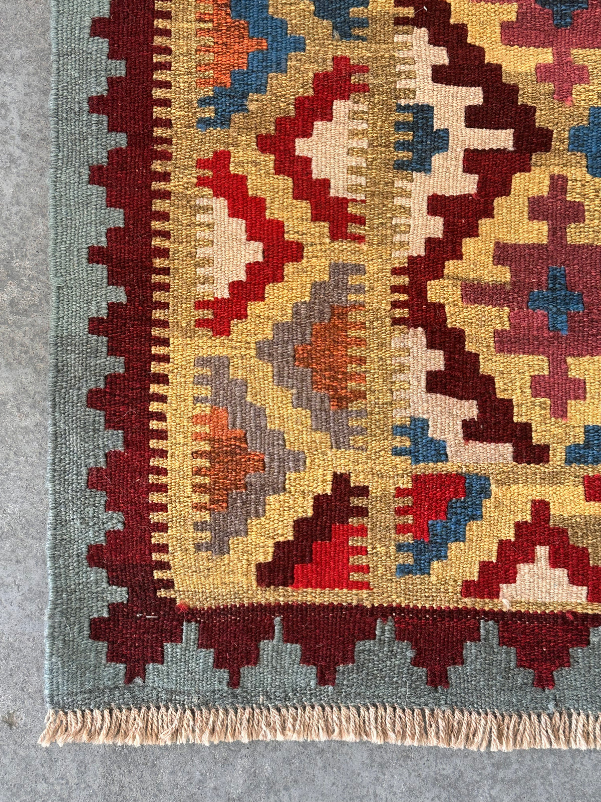 Hand-woven flat "Kilim" vintage rug