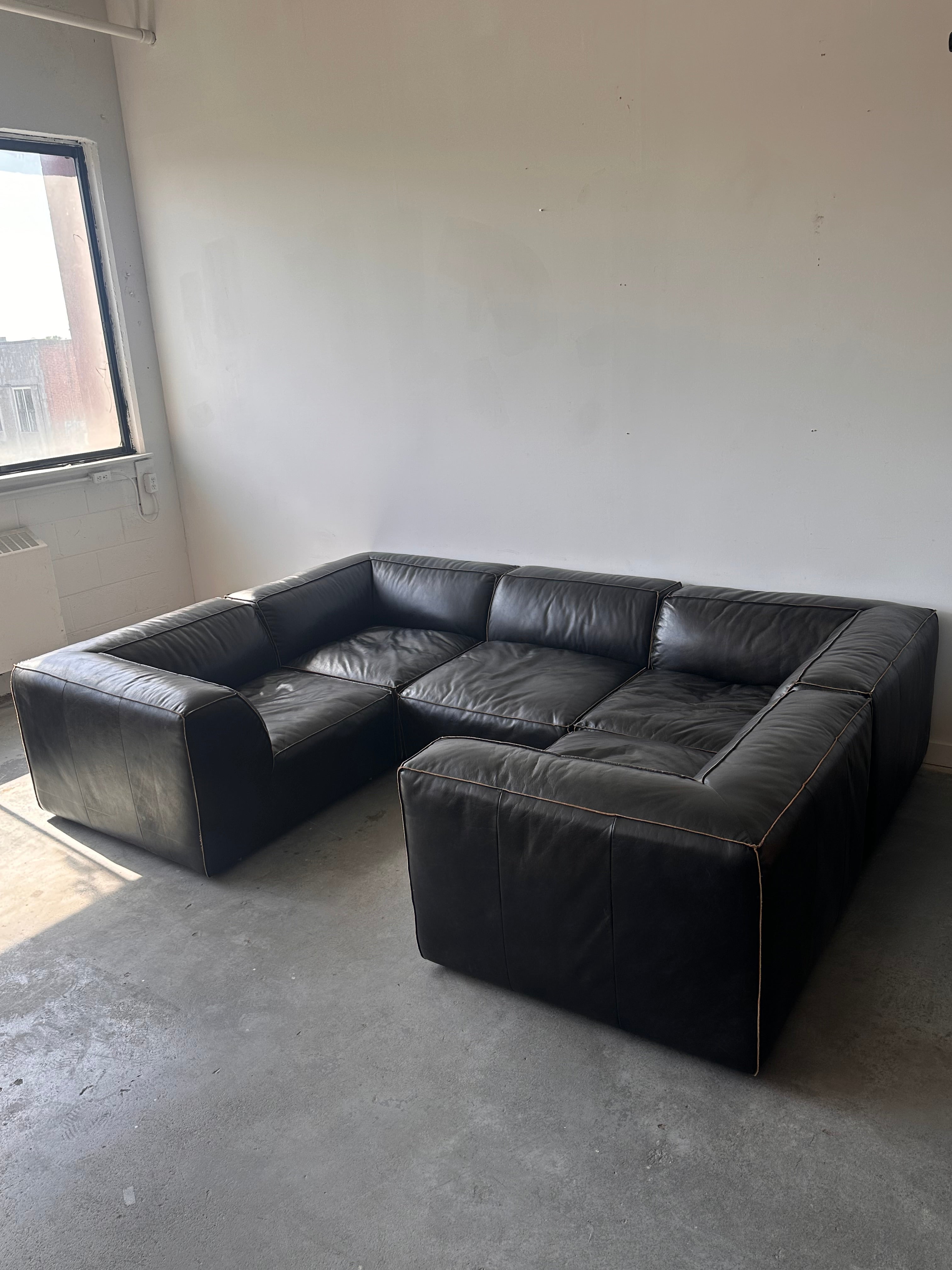 Divan modulaire 5 morceaux en cuir