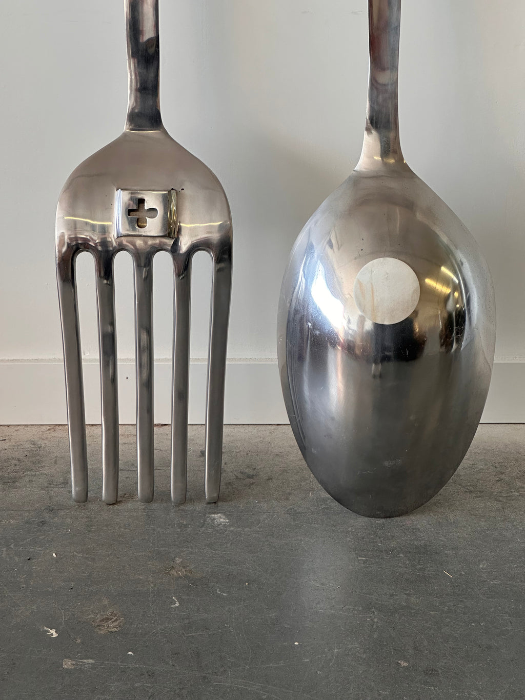 Ensemble de fourchette et cuillère géantes en métal par Curtis Jeré pour Artisan House, 1970s