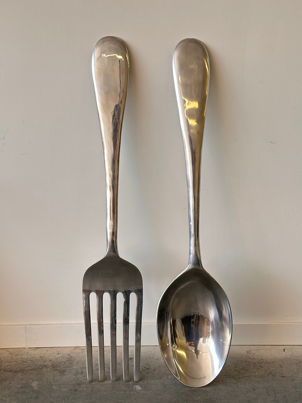 Ensemble de fourchette et cuillère géantes en métal par Curtis Jeré pour Artisan House, 1970s