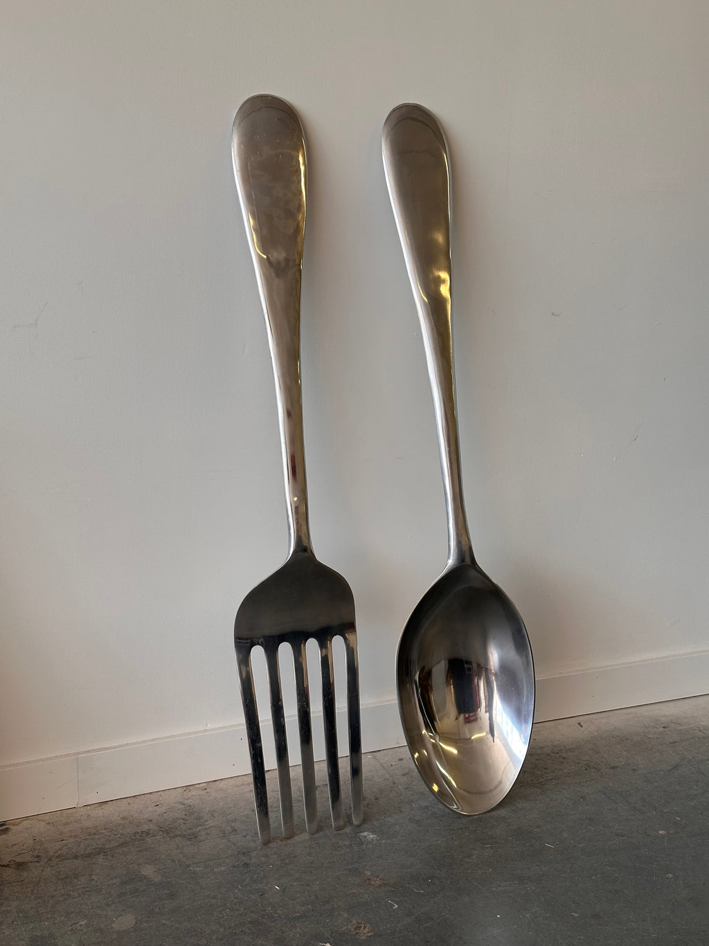 Ensemble de fourchette et cuillère géantes en métal par Curtis Jeré pour Artisan House, 1970s