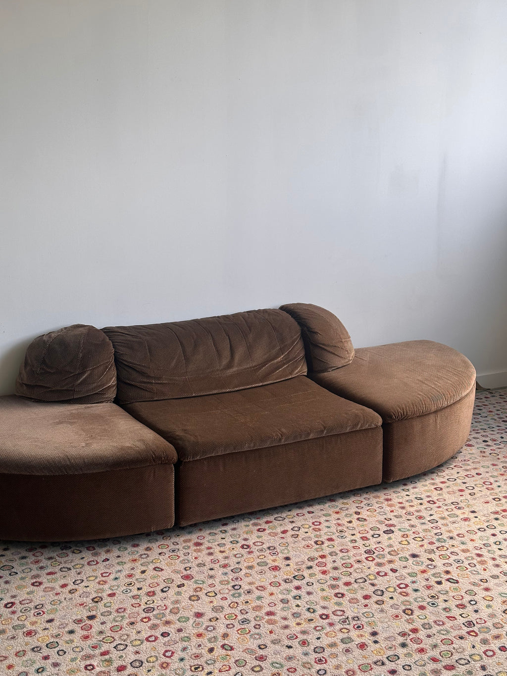 Vintage Roche bobois 7 morceaux brun chocolat, France 1970s