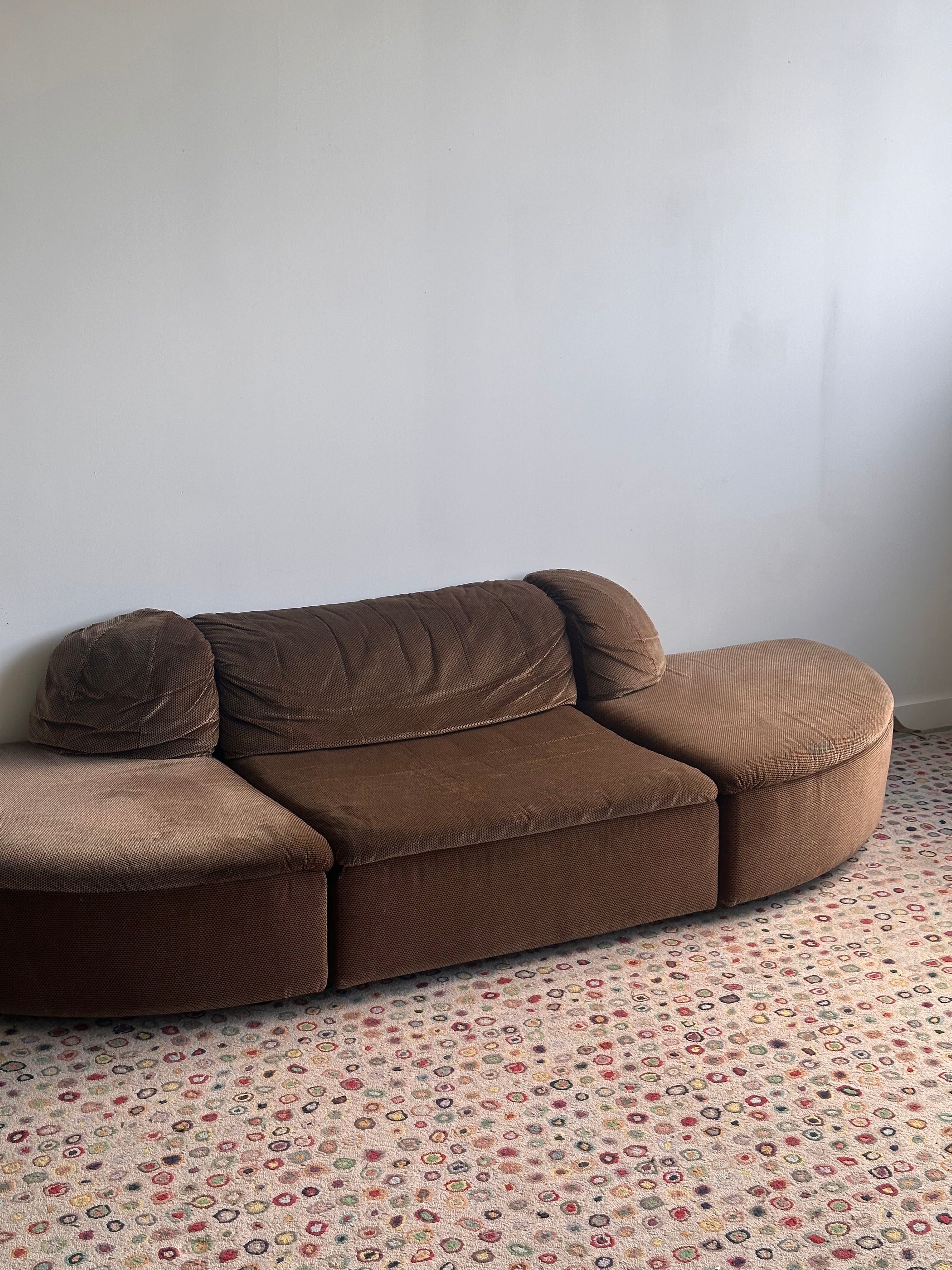 Vintage Roche bobois 7 morceaux brun chocolat, France 1970s