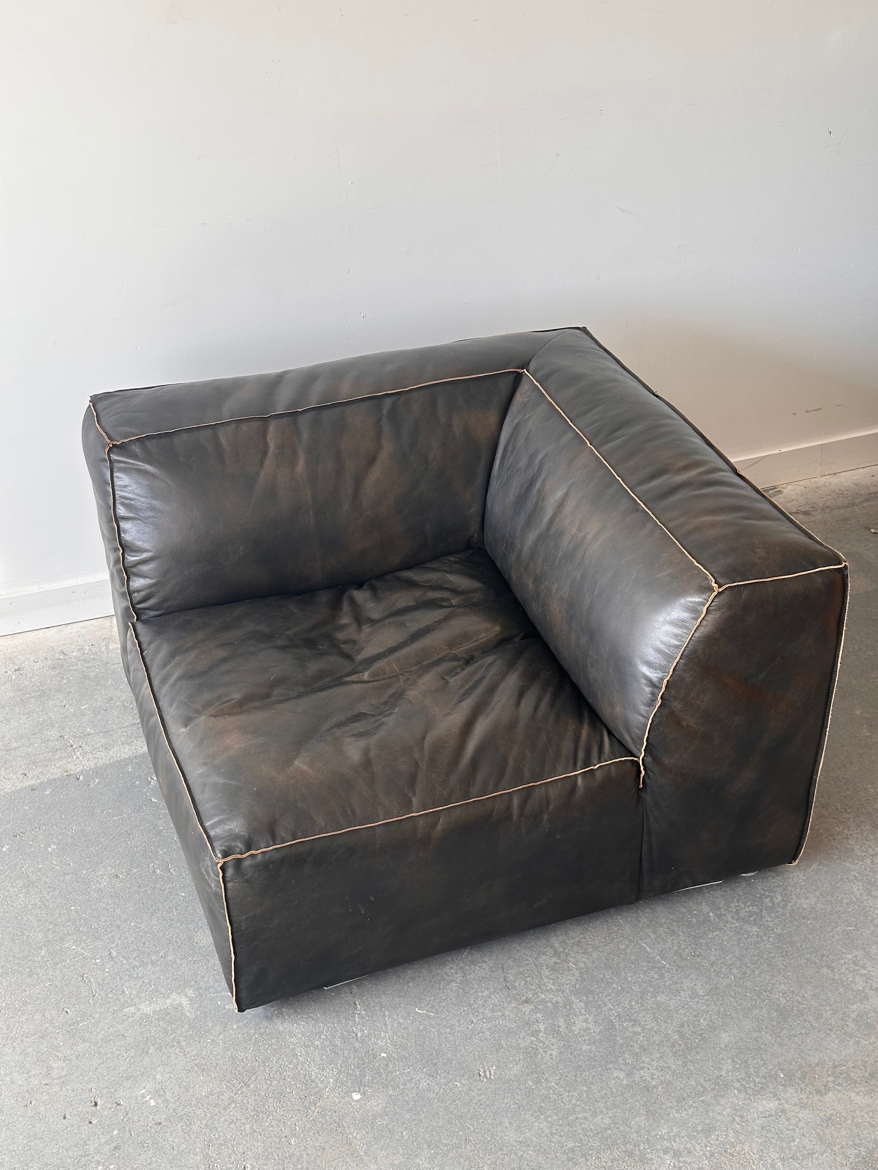 Divan modulaire 5 morceaux en cuir