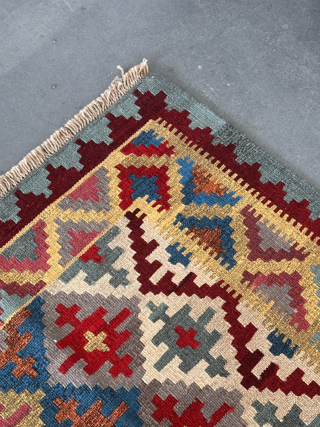 Hand-woven flat "Kilim" vintage rug