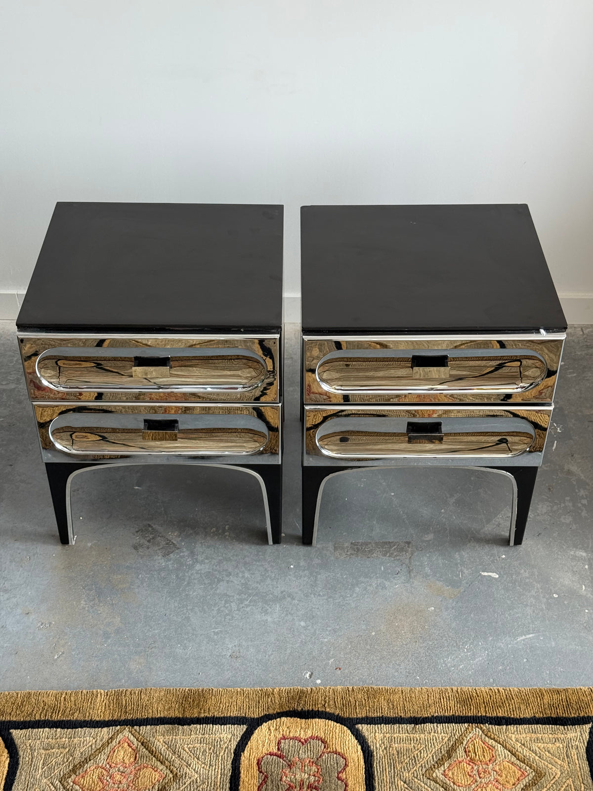 Paire de tables de chevet chromées par Henri Vallières, Québec 1970s