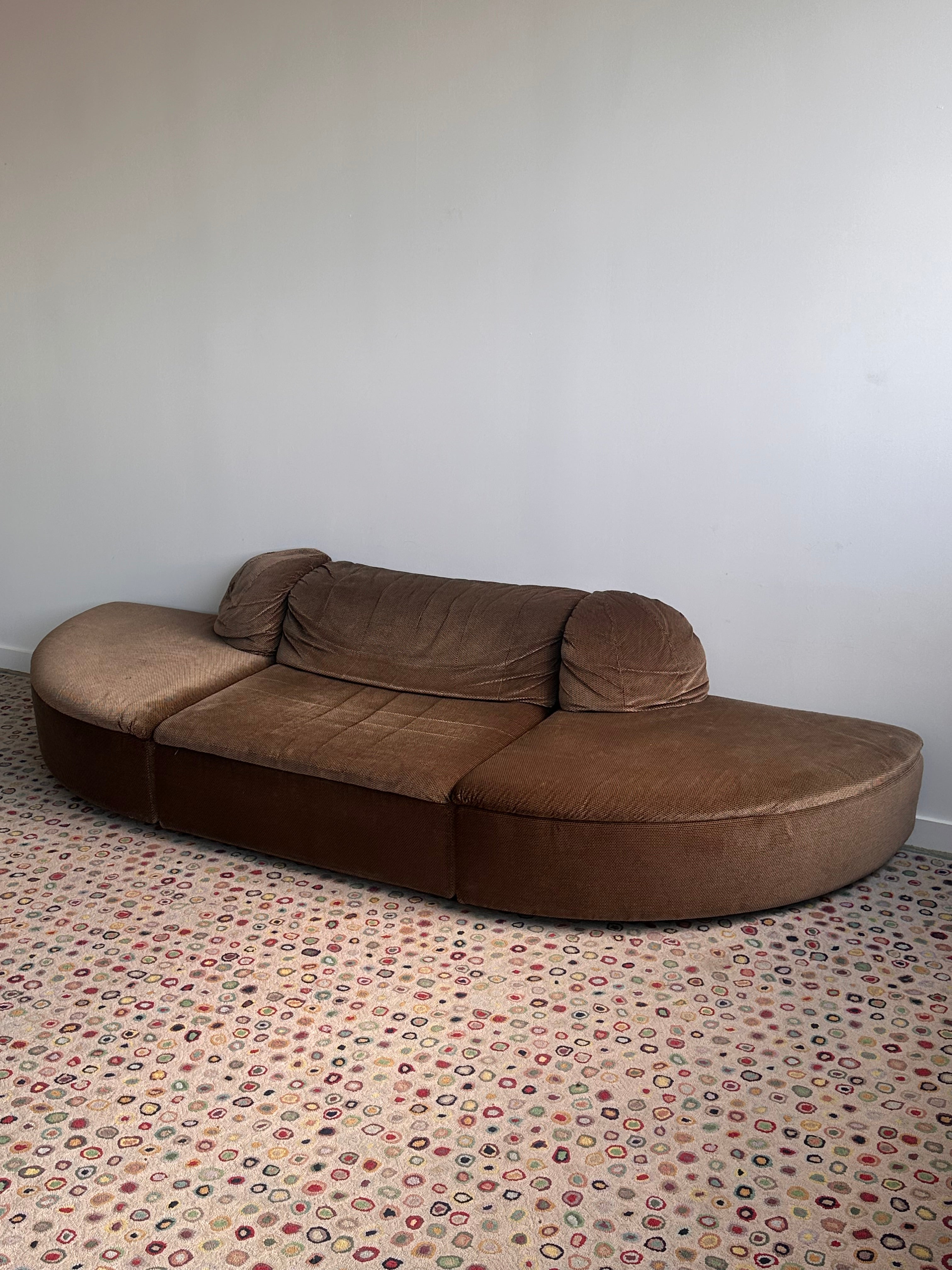 Vintage Roche bobois 7 morceaux brun chocolat, France 1970s