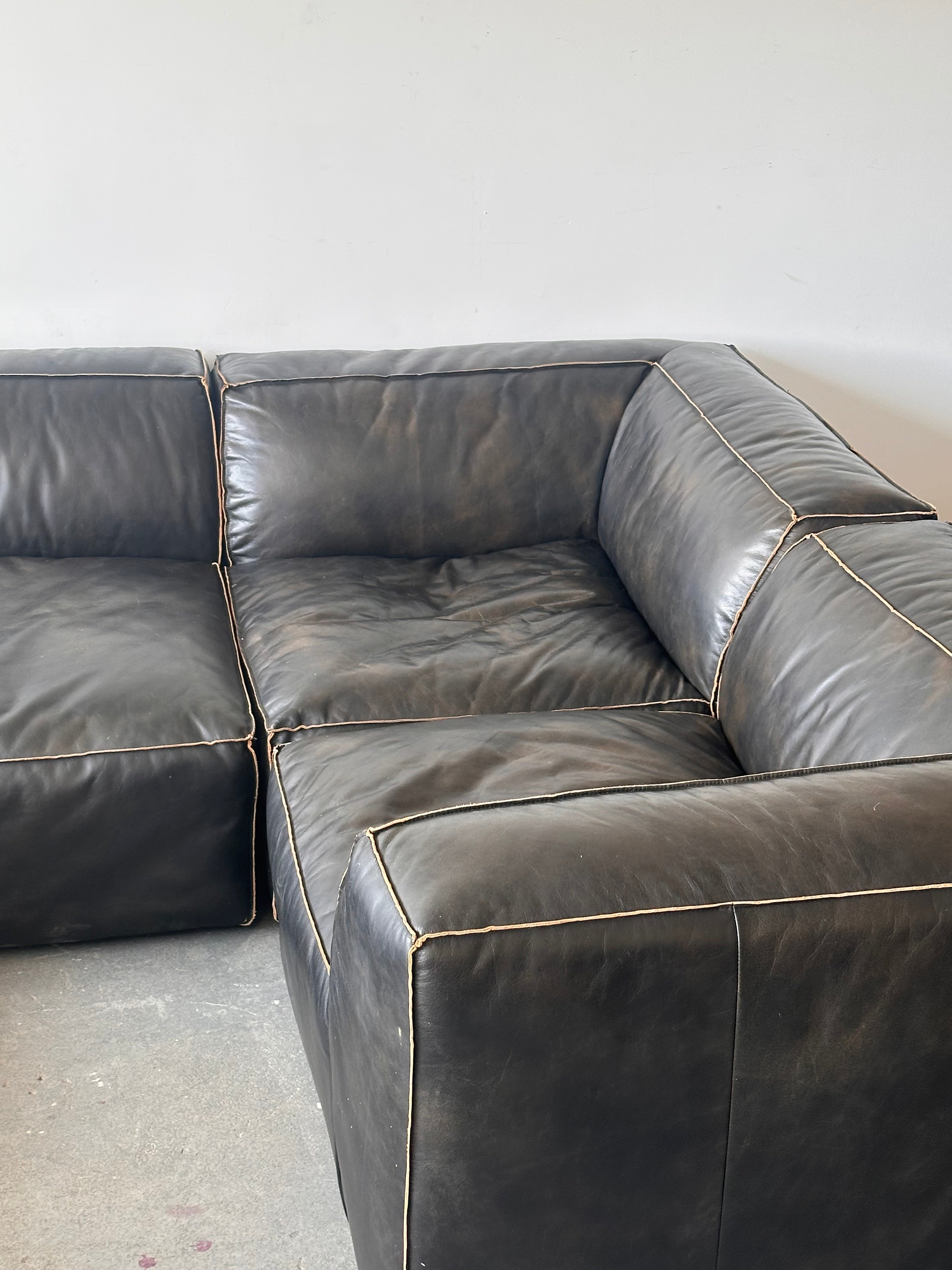 Divan modulaire 5 morceaux en cuir