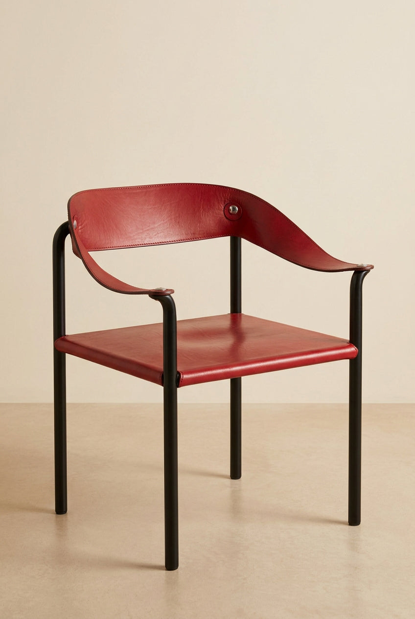 Chaise d’appoint en cuir véritable par Artelano, France 1980s
