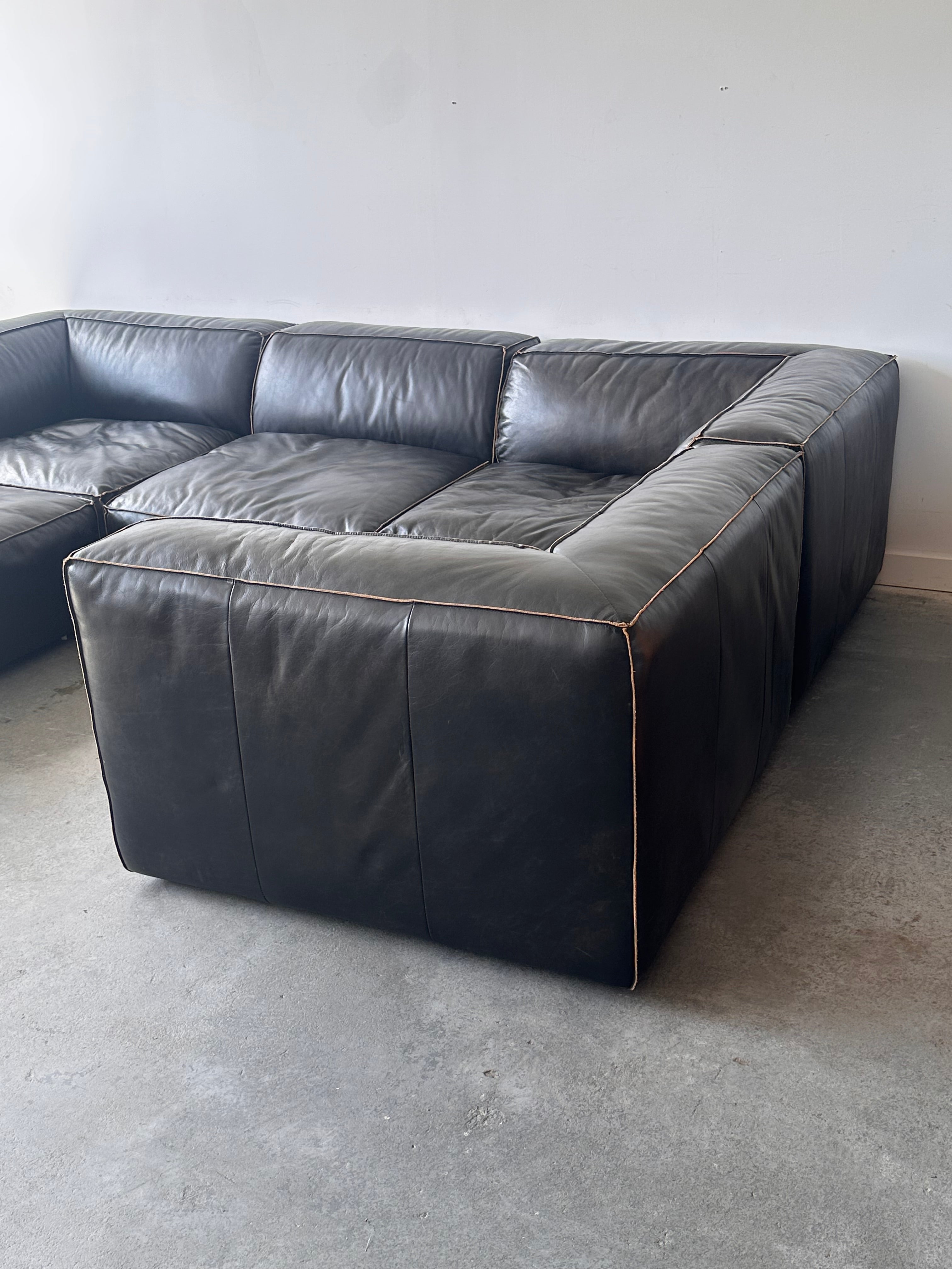 Divan modulaire 5 morceaux en cuir