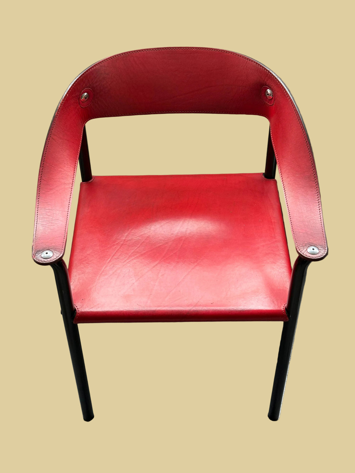 Chaise d’appoint en cuir véritable par Artelano, France 1980s