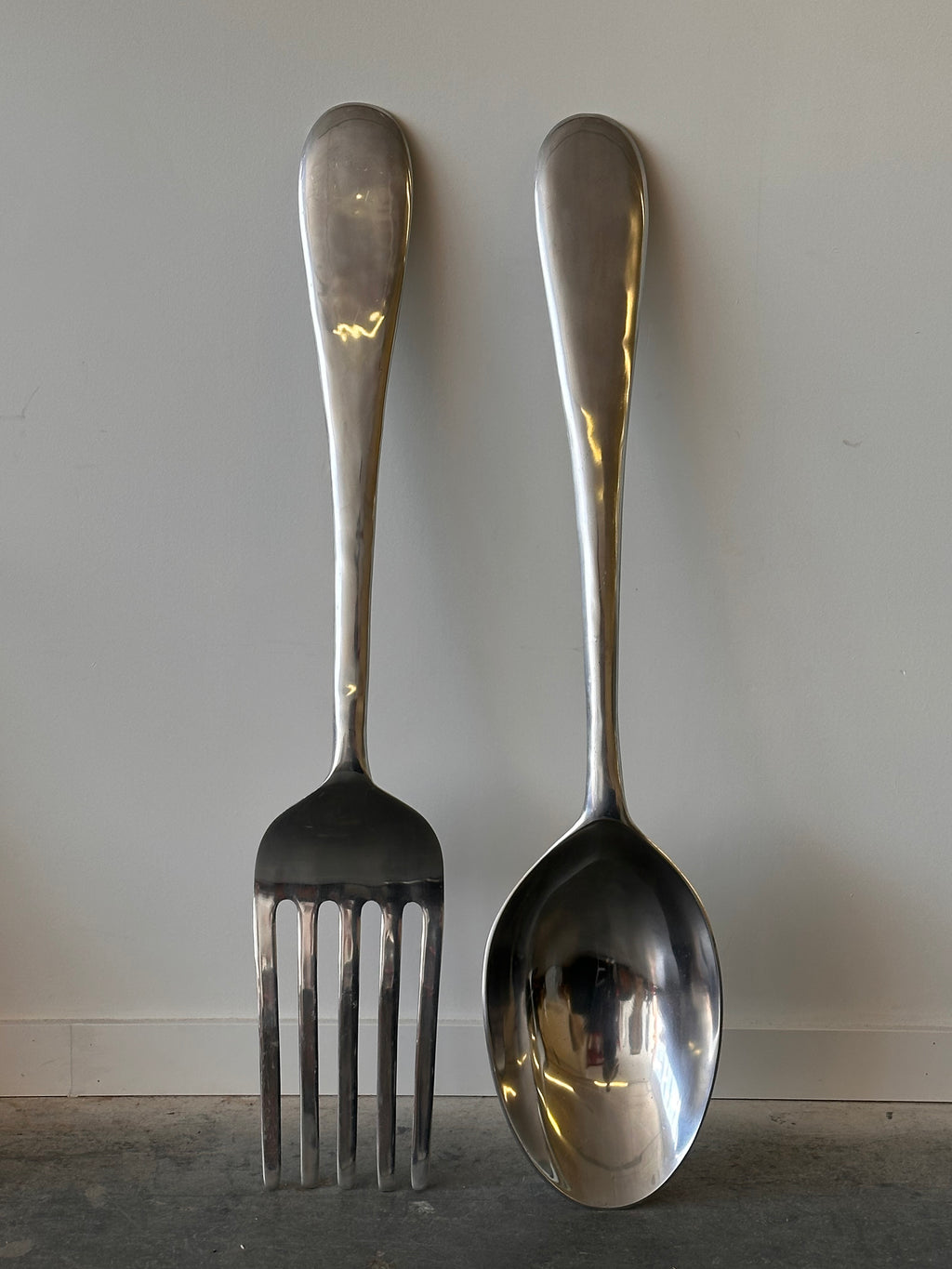 Ensemble de fourchette et cuillère géantes en métal par Curtis Jeré pour Artisan House, 1970s