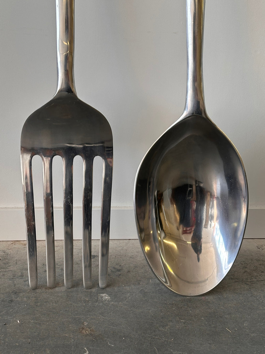 Ensemble de fourchette et cuillère géantes en métal par Curtis Jeré pour Artisan House, 1970s