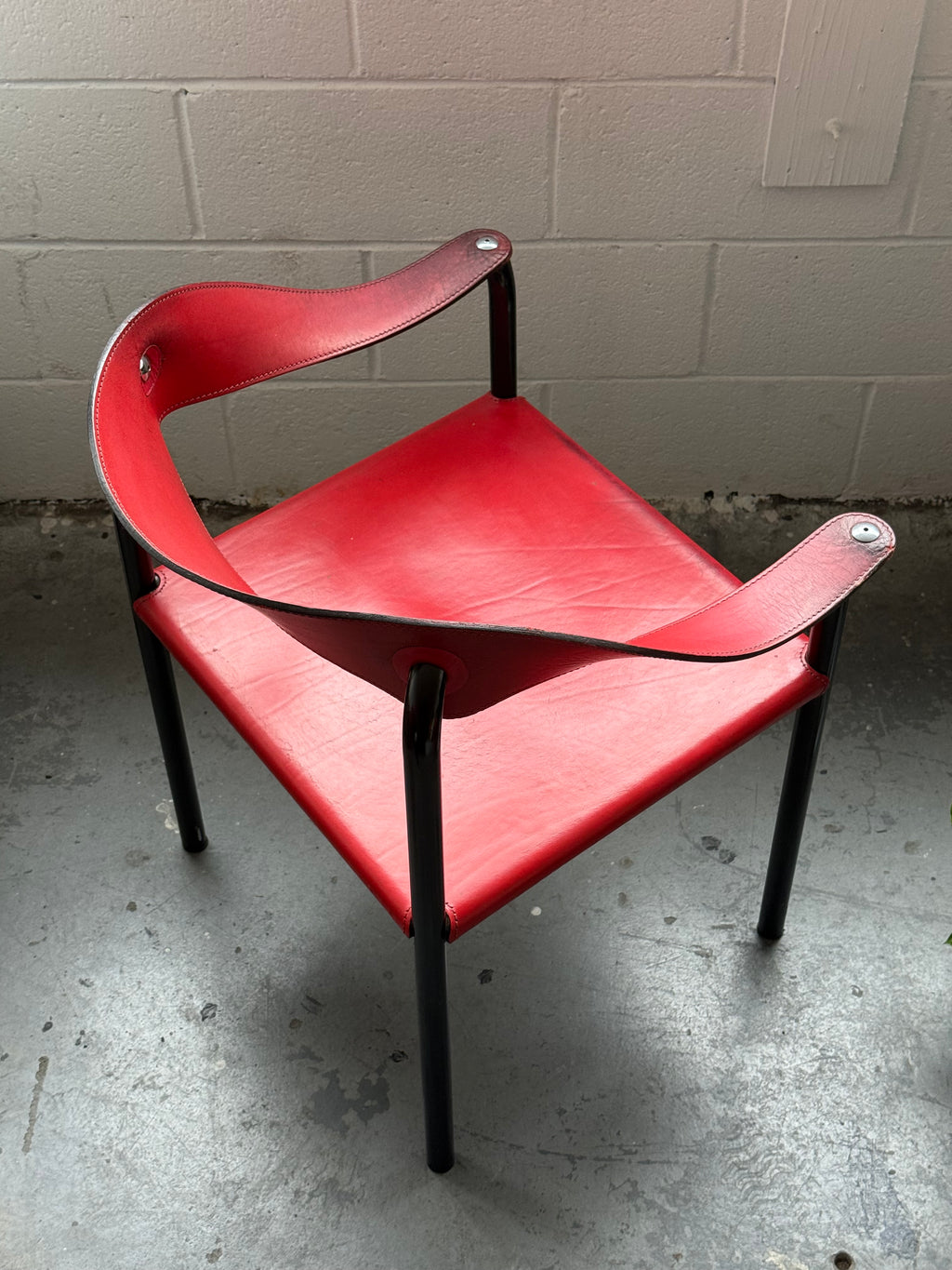 Chaise d’appoint en cuir véritable par Artelano, France 1980s