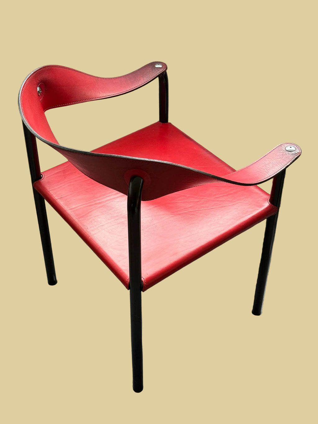 Chaise d’appoint en cuir véritable par Artelano, France 1980s