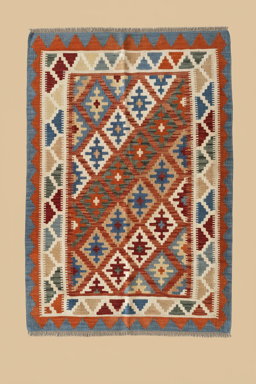 Tapis vintage "Kilim" plat tissé à la main