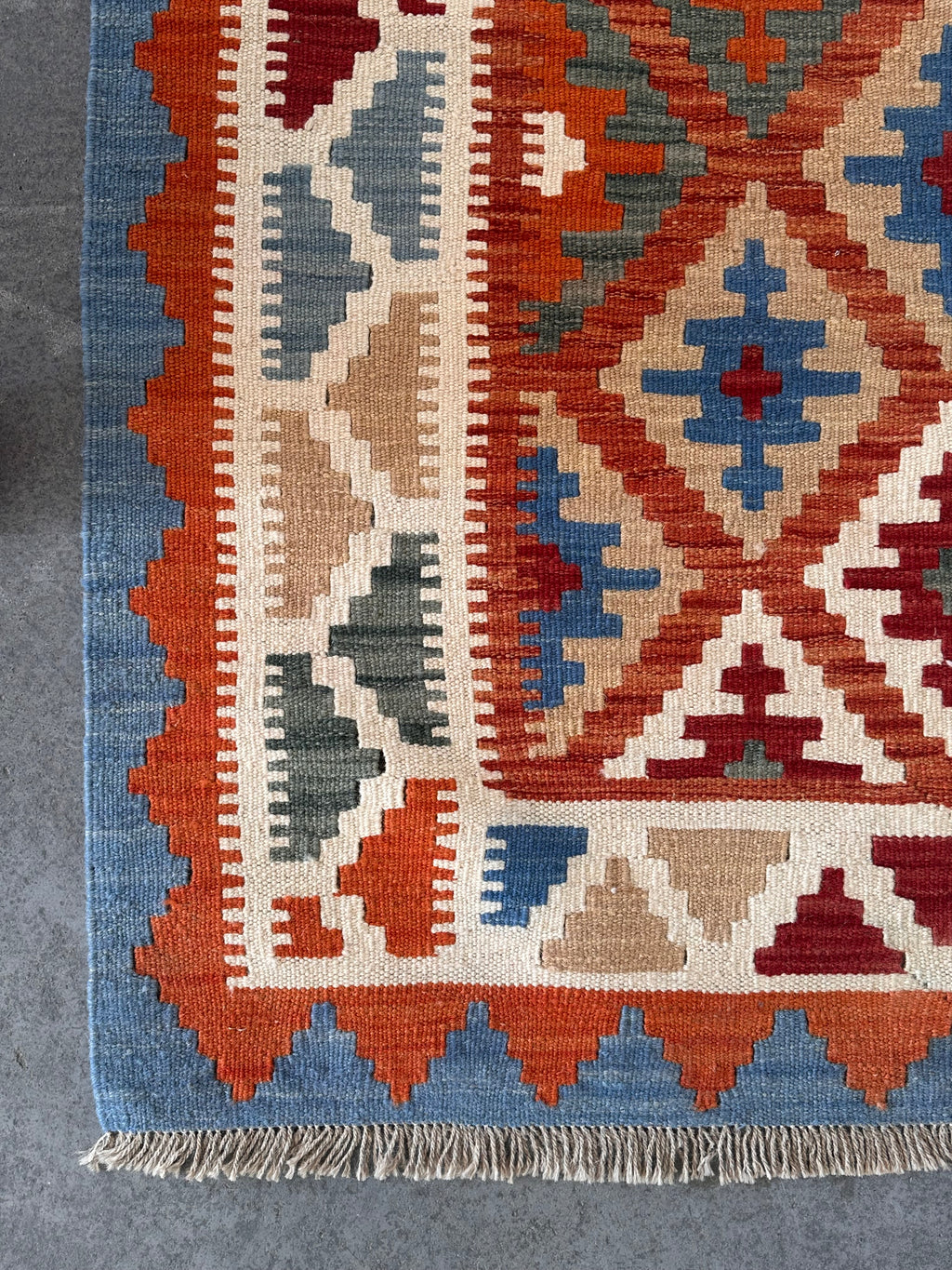 Vintage hand-woven flat-weave "Kilim" rug