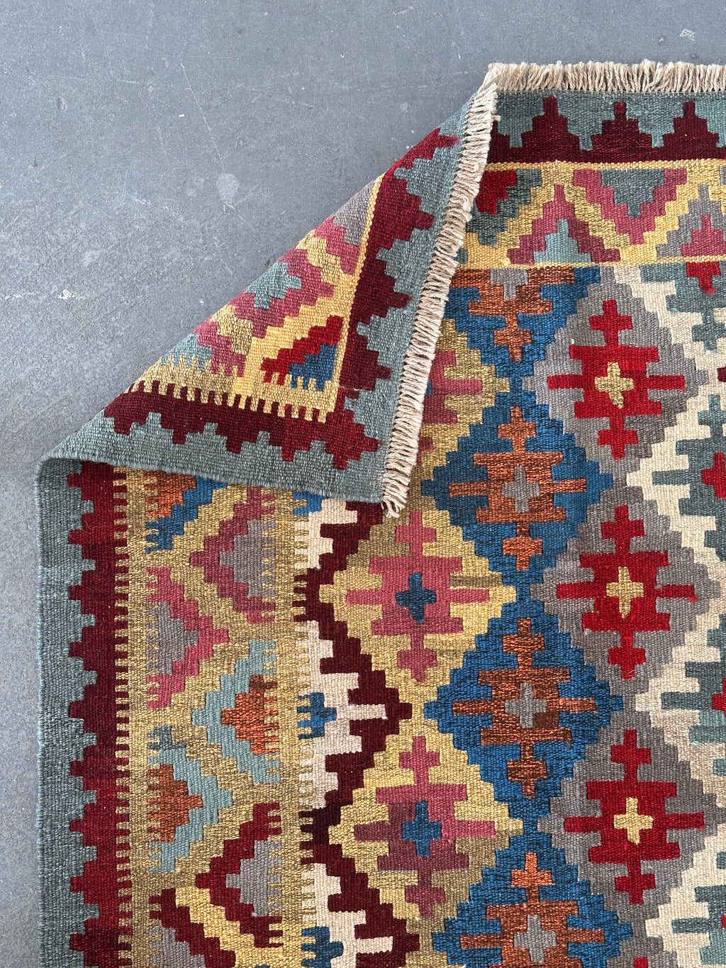 Hand-woven flat "Kilim" vintage rug