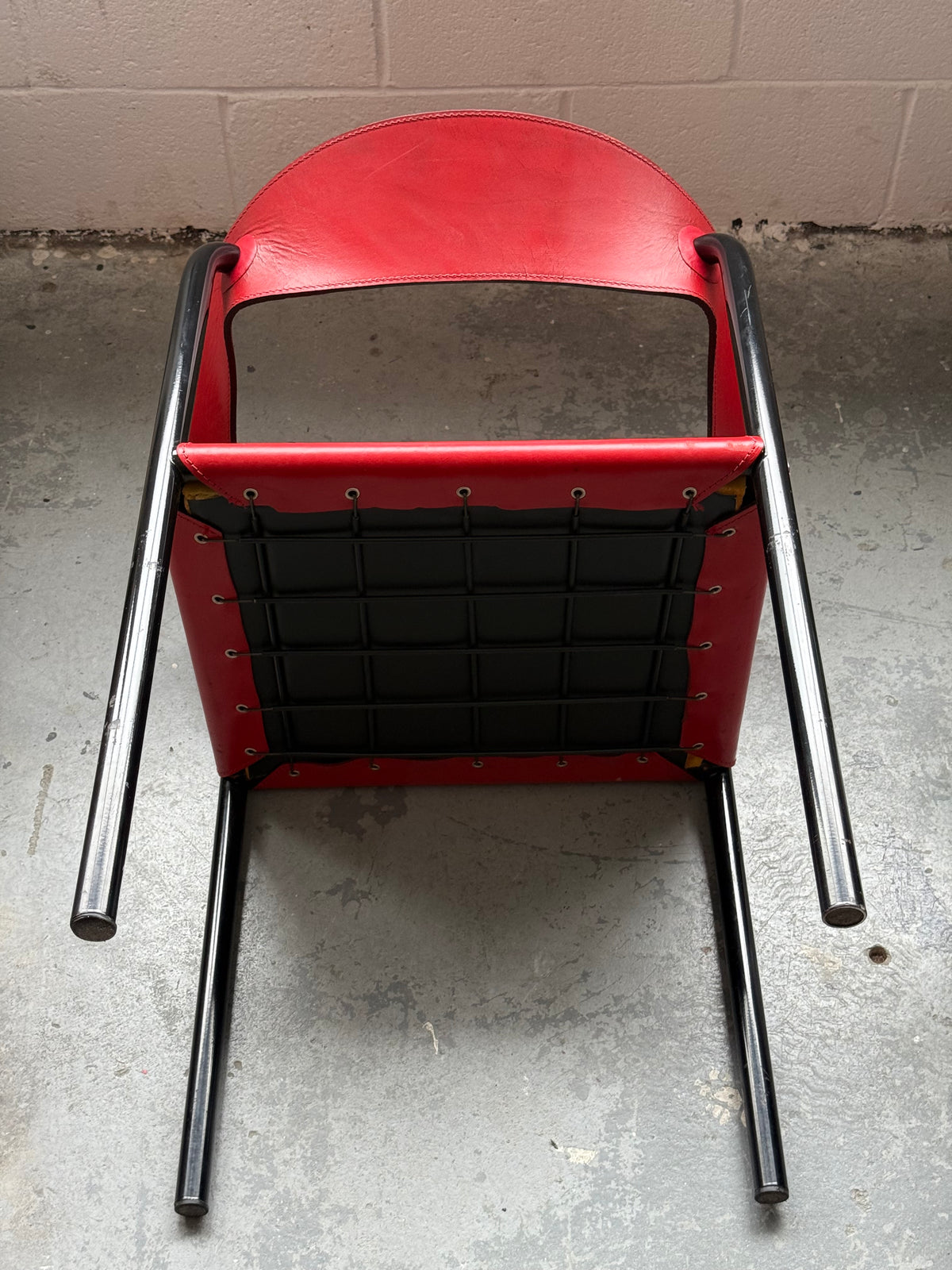 Chaise d’appoint en cuir véritable par Artelano, France 1980s