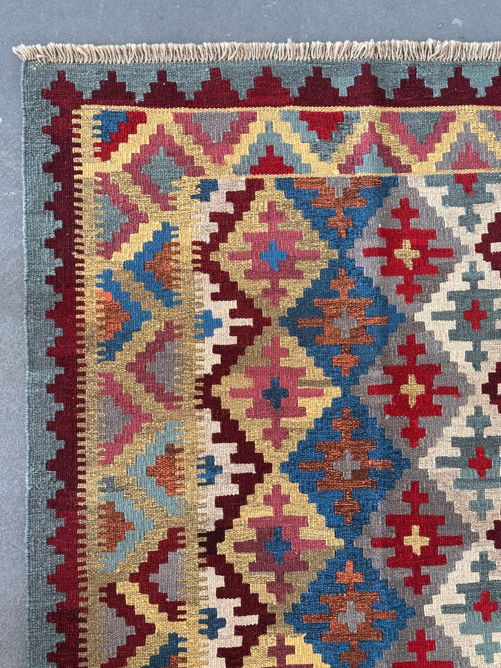 Hand-woven flat "Kilim" vintage rug