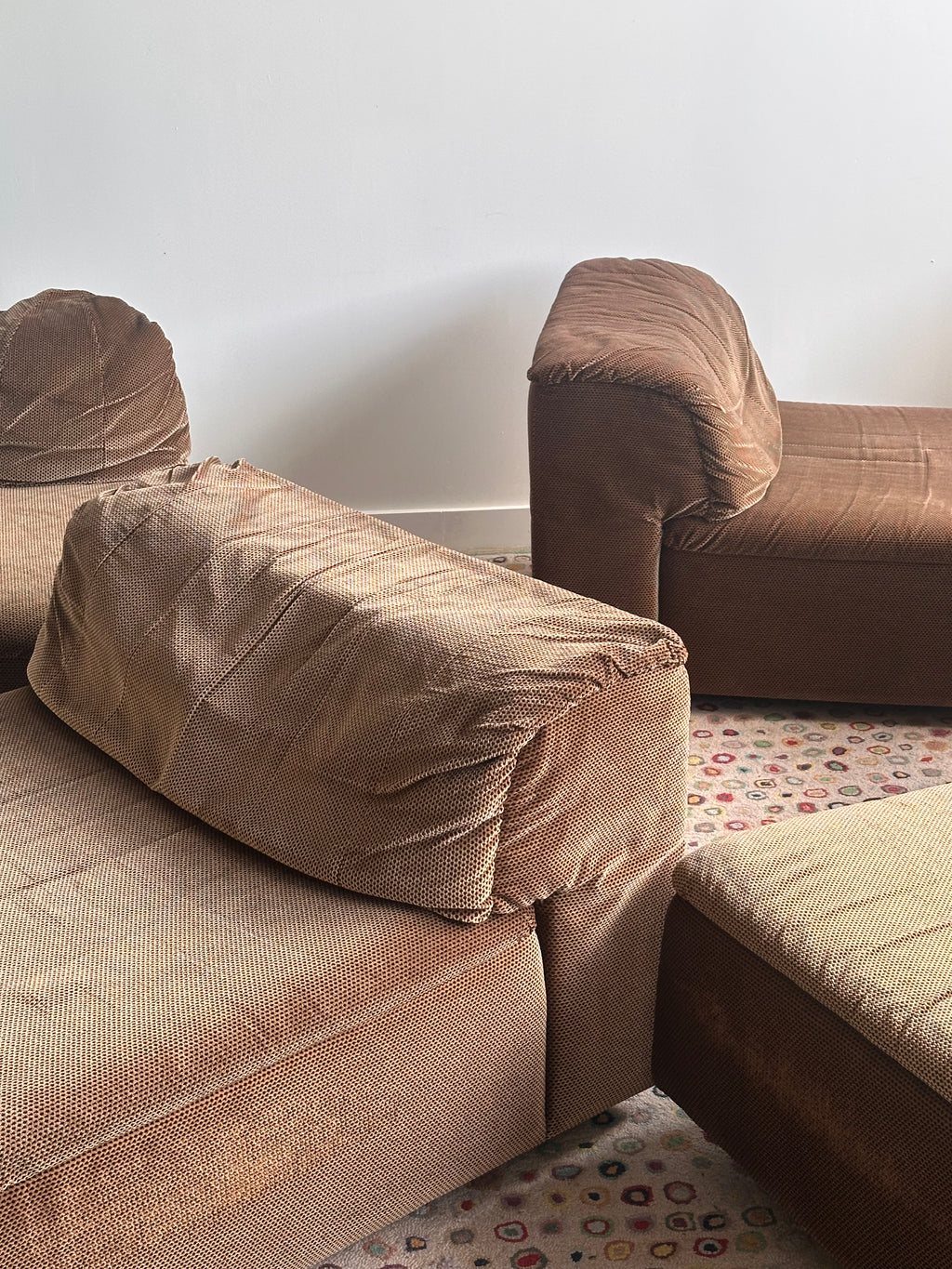 Vintage Roche bobois 7 morceaux brun chocolat, France 1970s