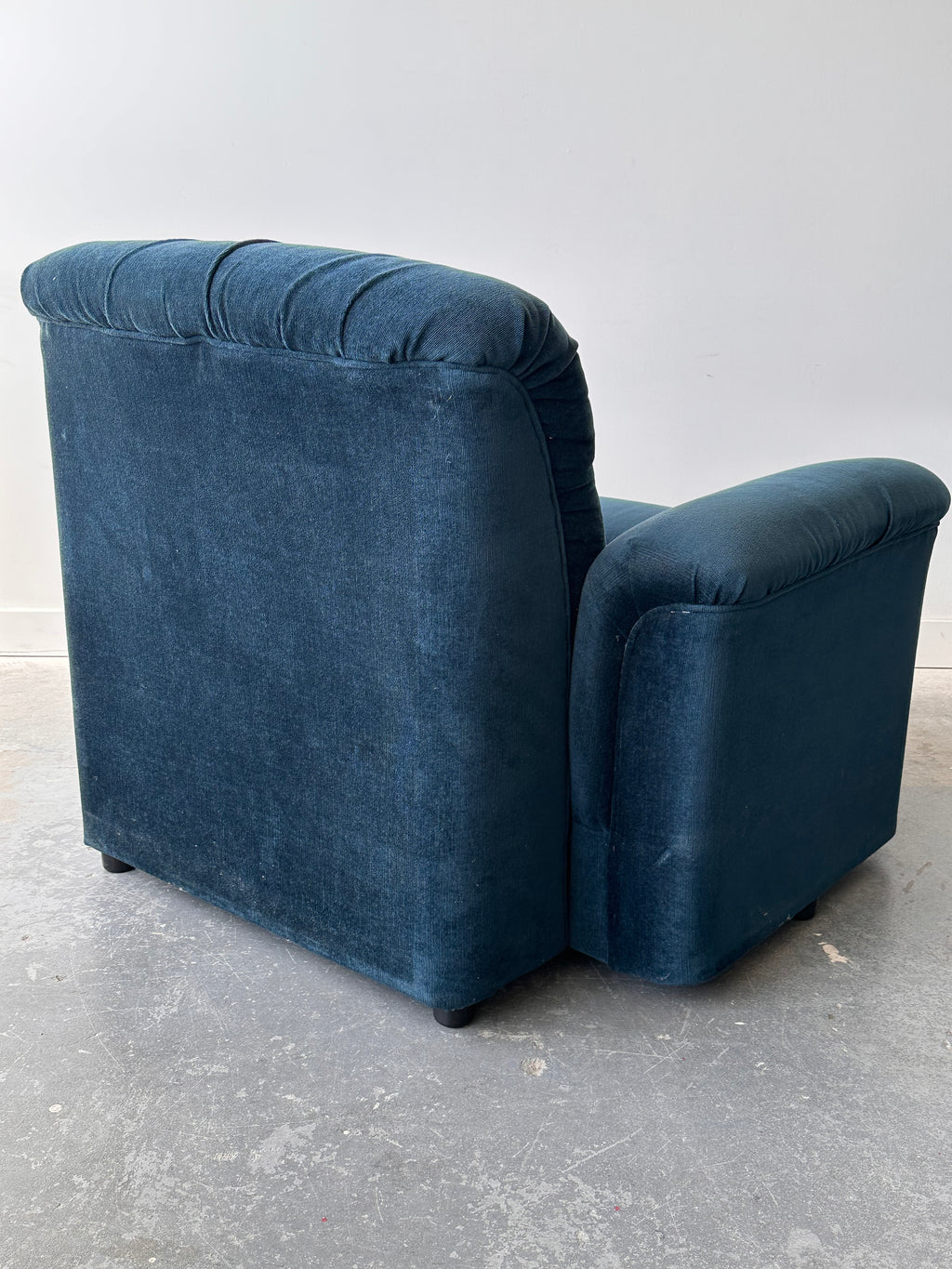 Sofa modulaire 4 morceaux en velours bleu par G.Romano, fait au Québec