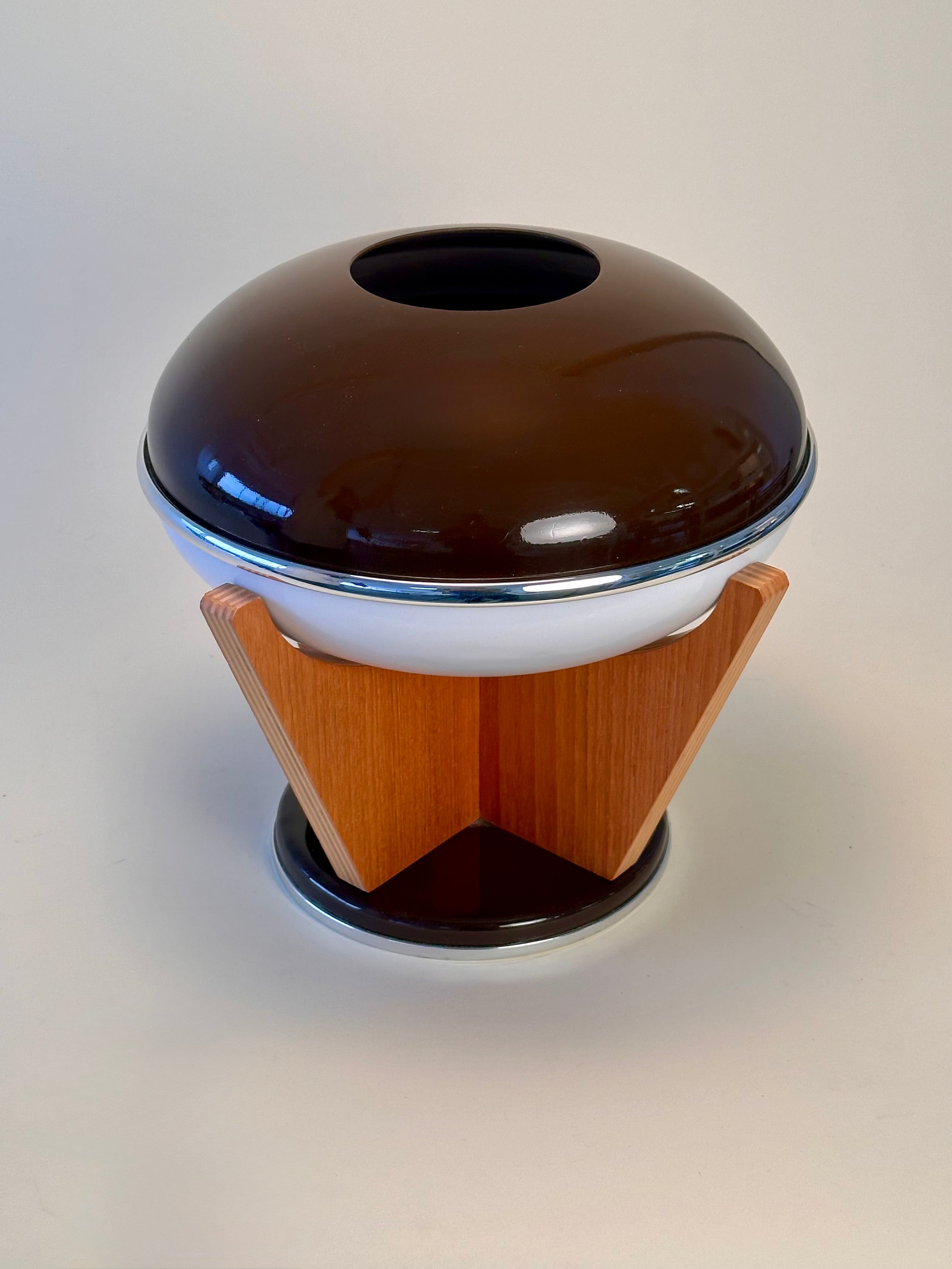 Lampe de table Space Age en plastique & base en chêne