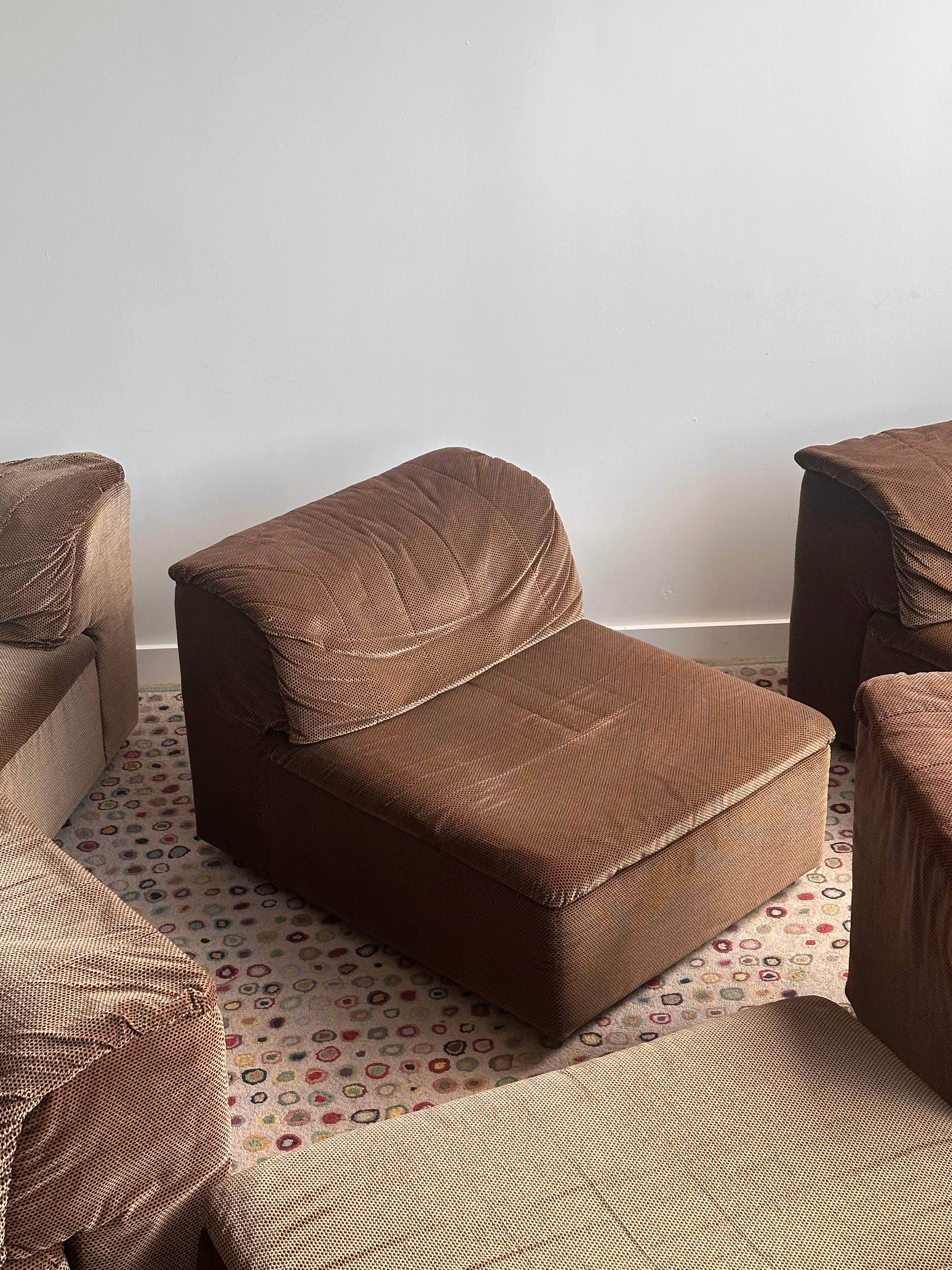 Vintage Roche bobois 7 morceaux brun chocolat, France 1970s