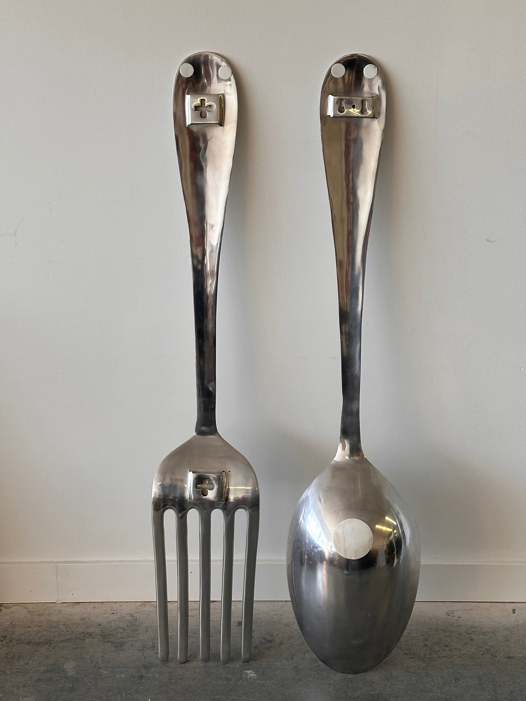 Ensemble de fourchette et cuillère géantes en métal par Curtis Jeré pour Artisan House, 1970s