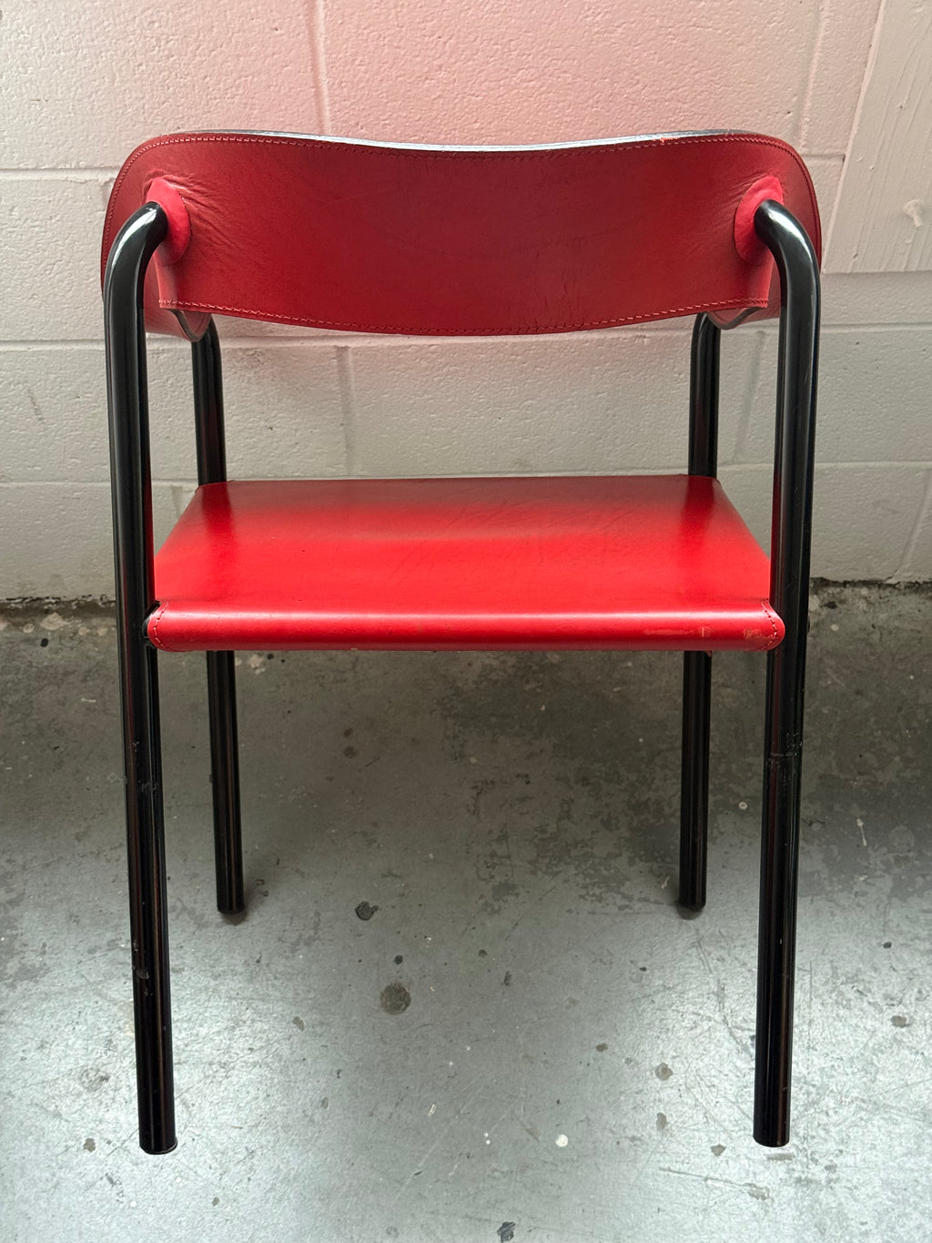 Chaise d’appoint en cuir véritable par Artelano, France 1980s