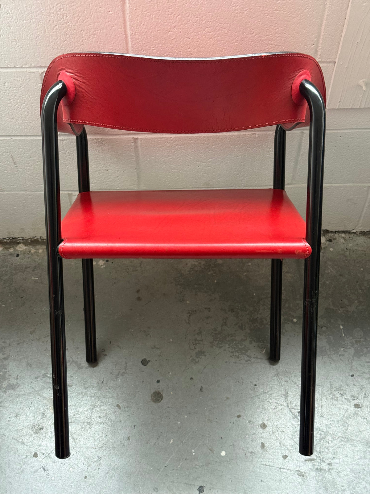 Chaise d’appoint en cuir véritable par Artelano, France 1980s