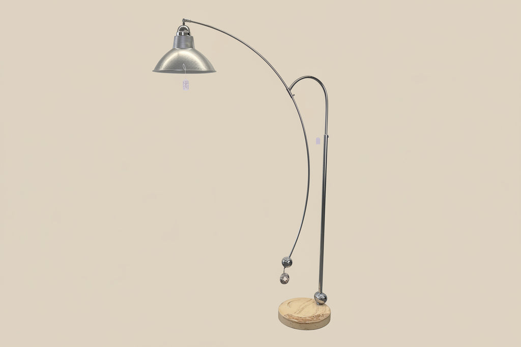 Chrome arc lamp with marble base