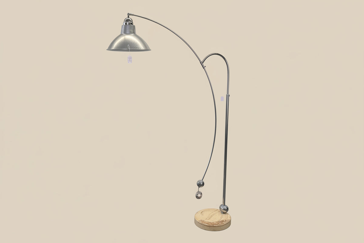 Lampe en arc chromée avec base en marbre