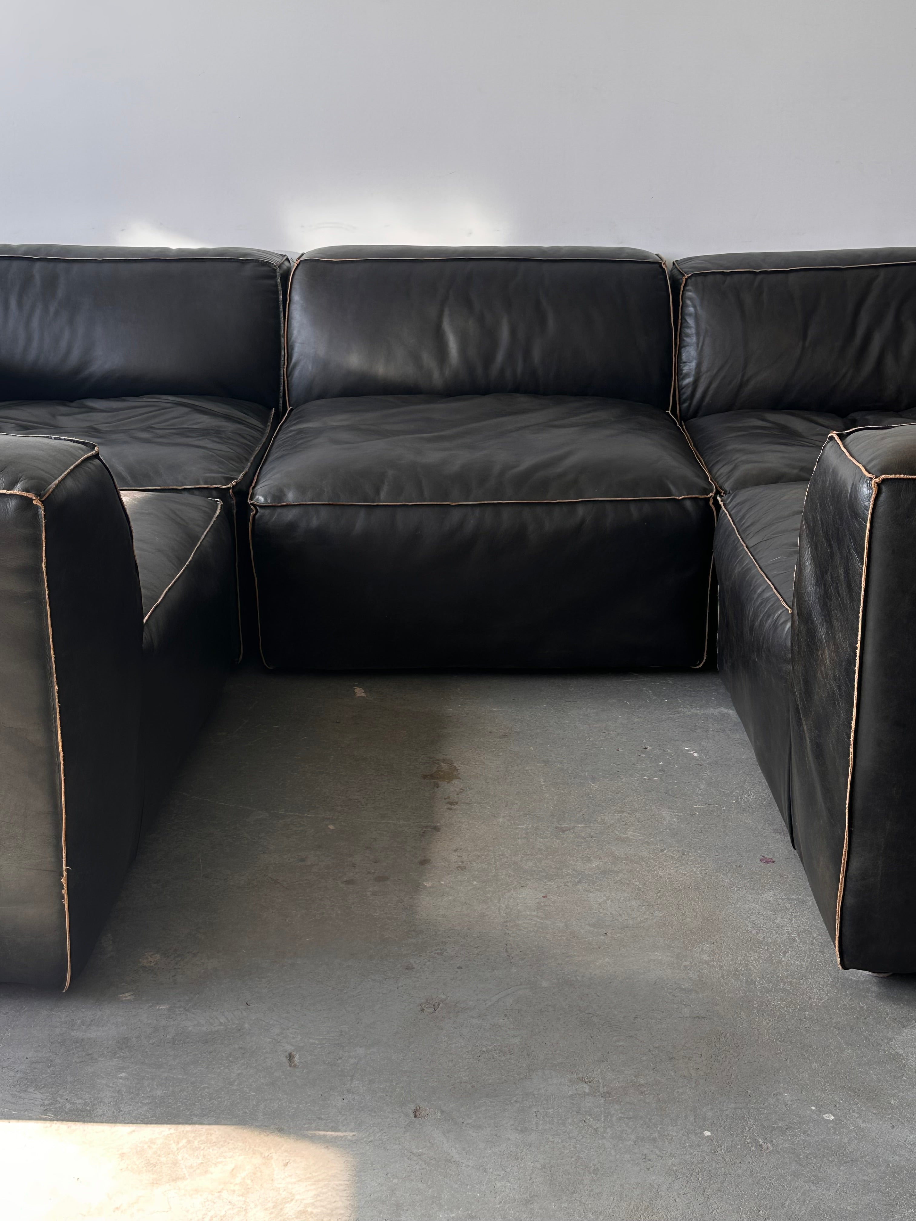 Divan modulaire 5 morceaux en cuir