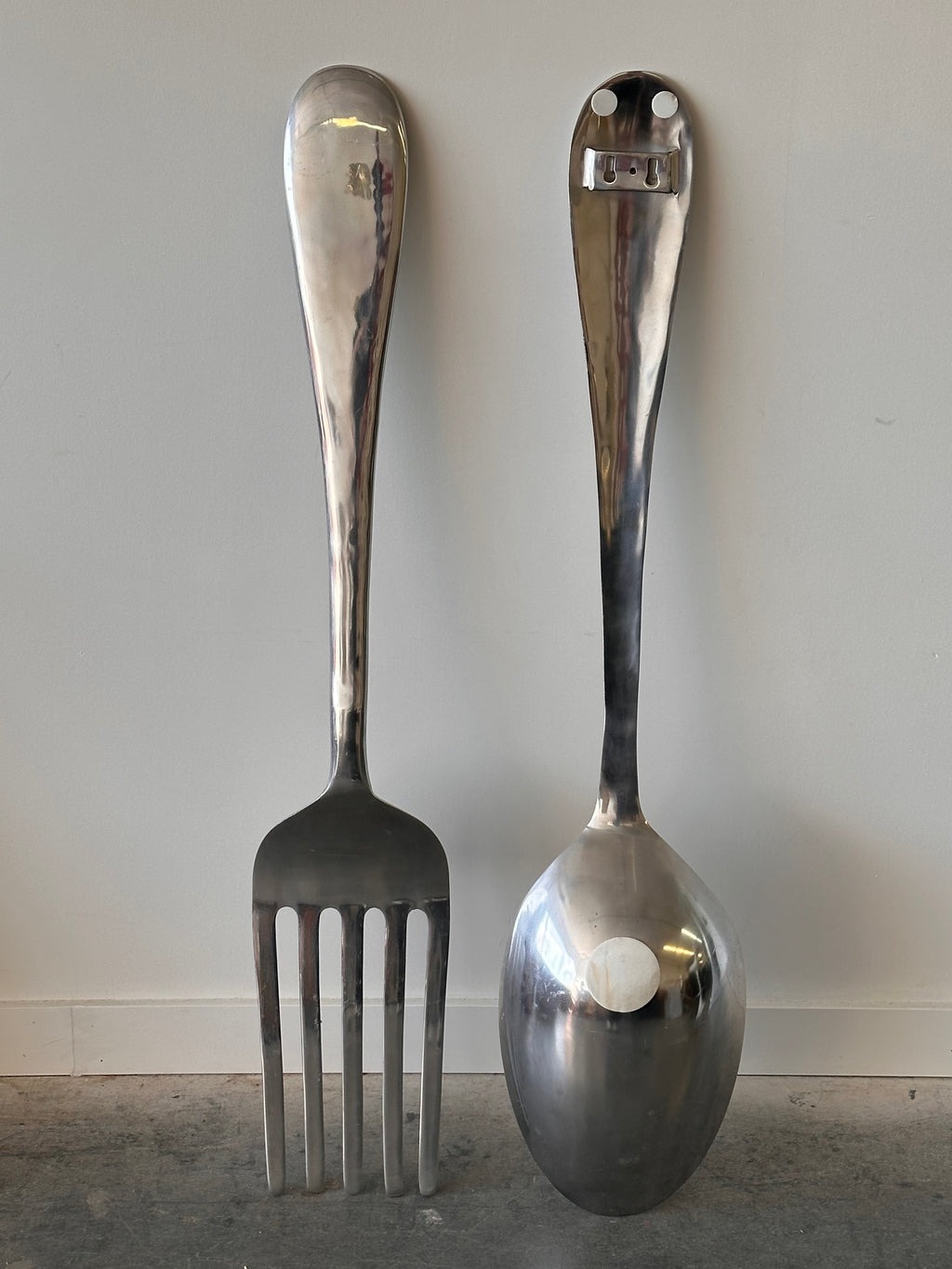Ensemble de fourchette et cuillère géantes en métal par Curtis Jeré pour Artisan House, 1970s