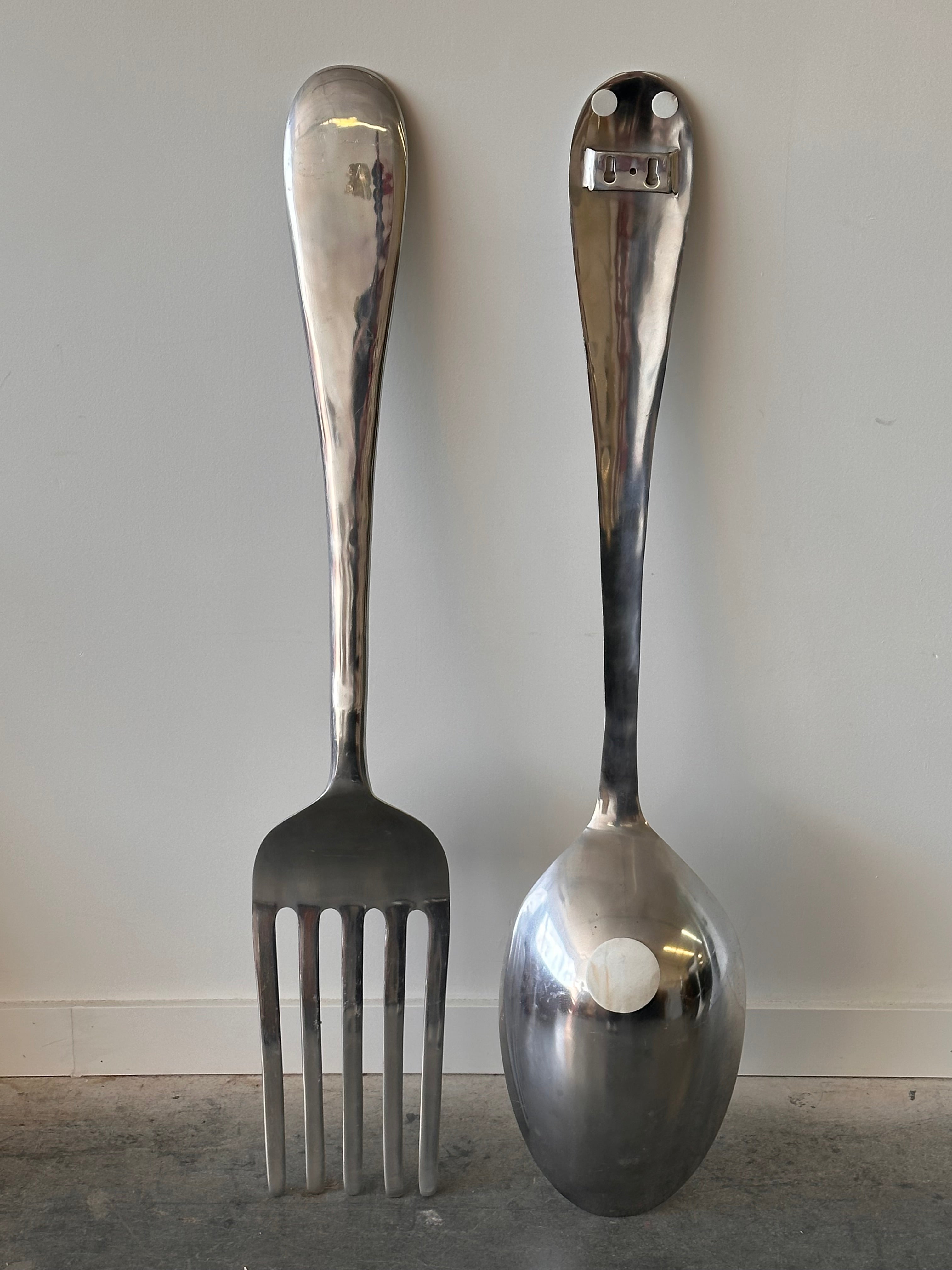 Ensemble de fourchette et cuillère géantes en métal par Curtis Jeré pour Artisan House, 1970s