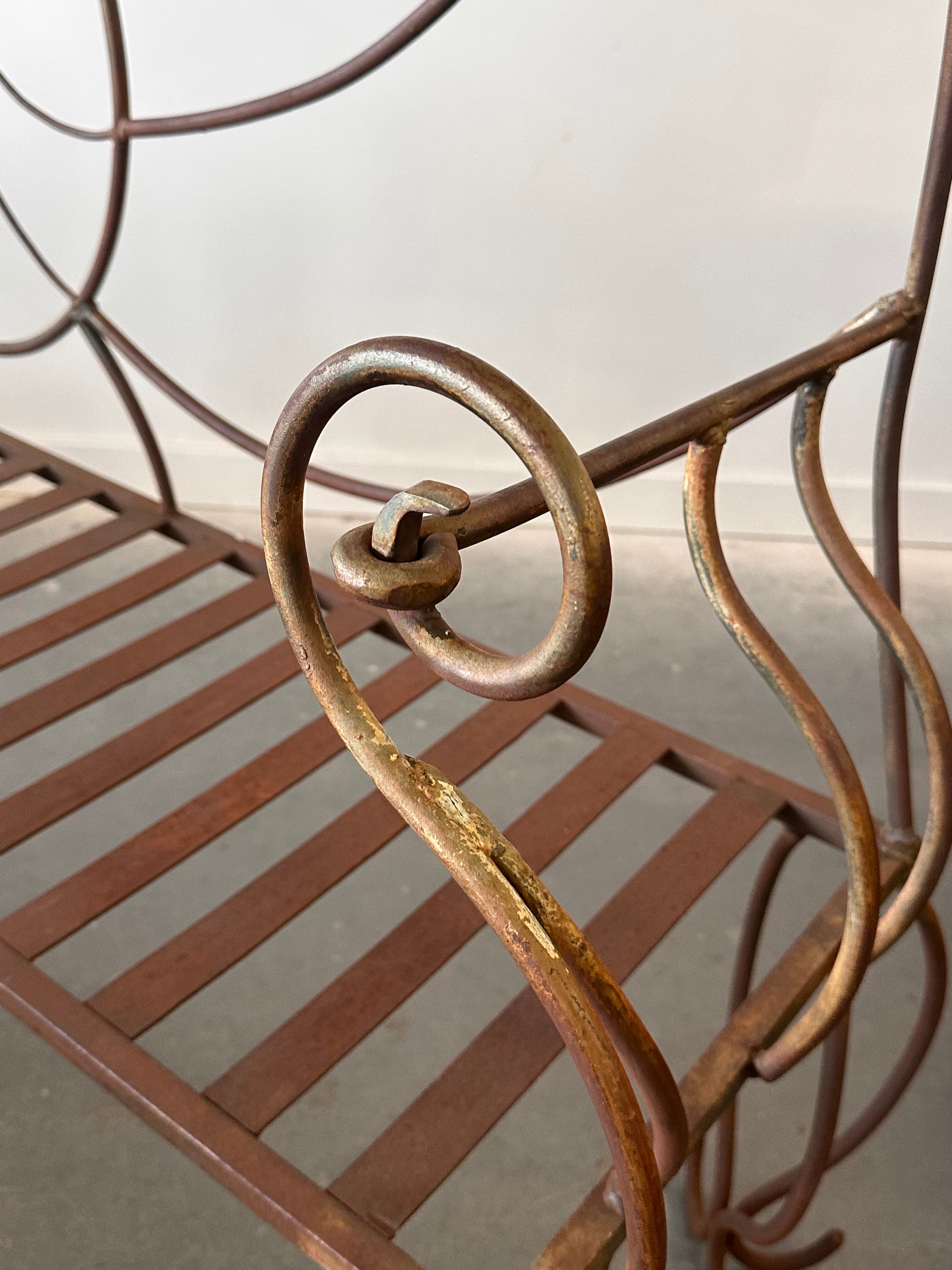 Banc « Nautilus Shell » vintage en fer forgé