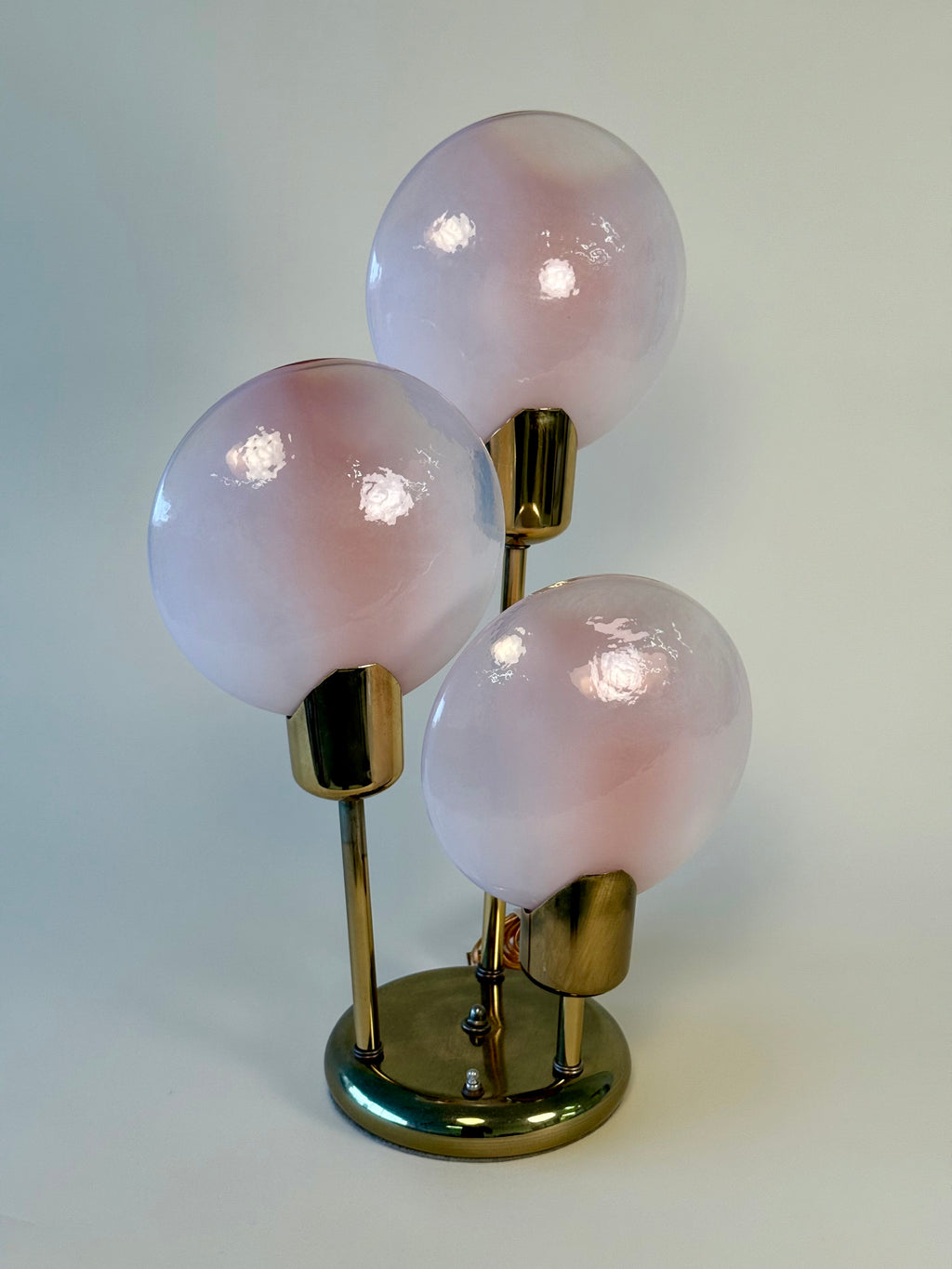 Lampe de table "Lollipop" en verre de Murano et laiton, fait en Italie, circa 1970