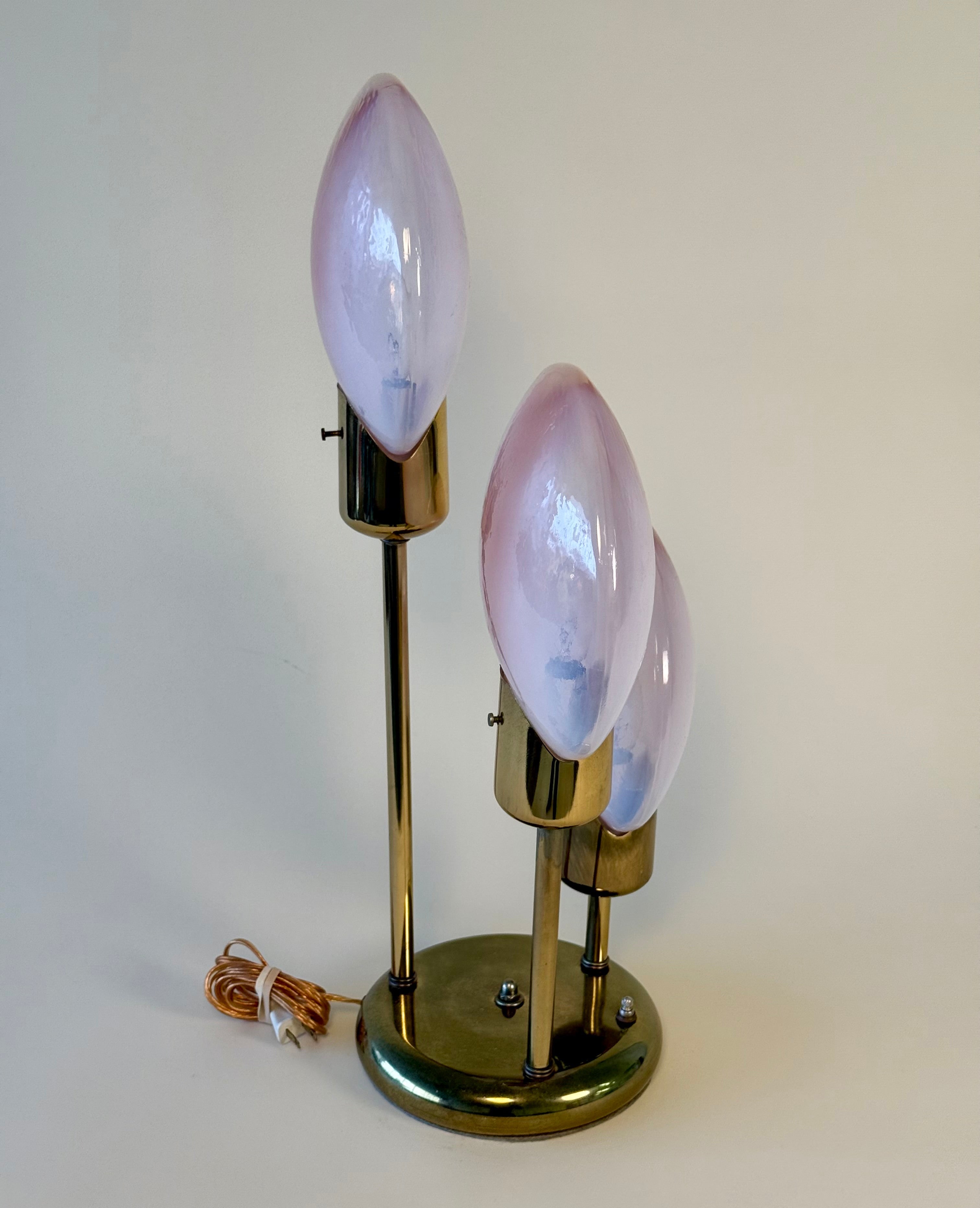 Lampe de table "Lollipop" en verre de Murano et laiton, fait en Italie, circa 1970
