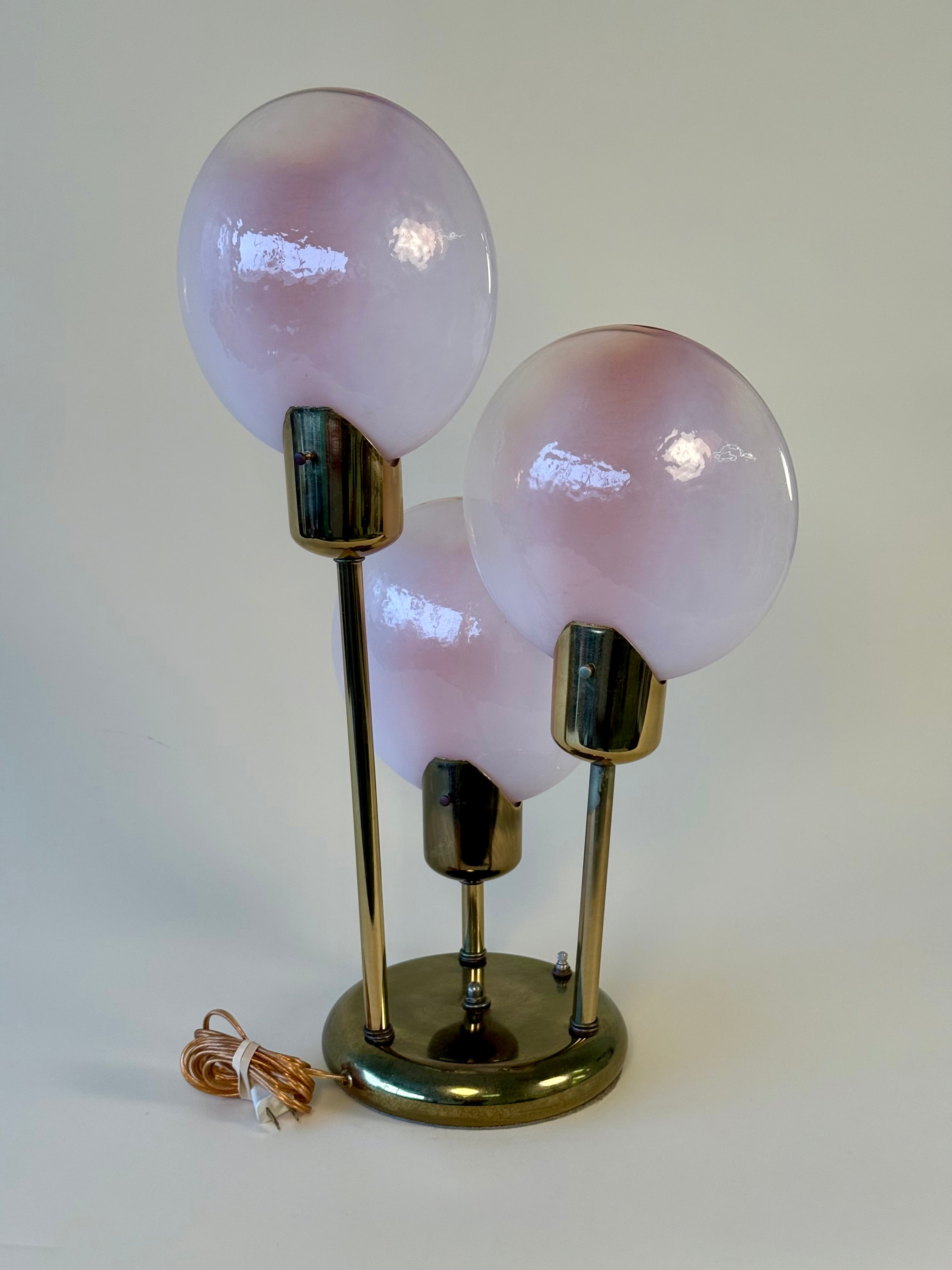 Lampe de table "Lollipop" en verre de Murano et laiton, fait en Italie, circa 1970