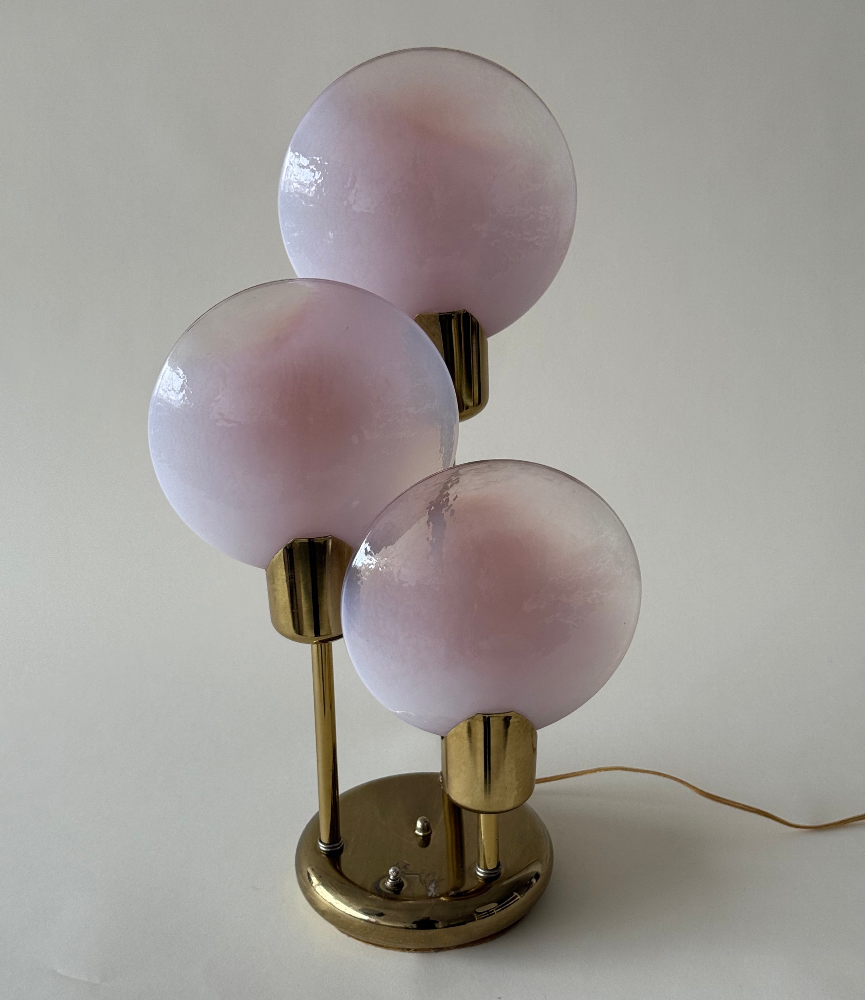 Lampe de table "Lollipop" en verre de Murano et laiton, fait en Italie, circa 1970