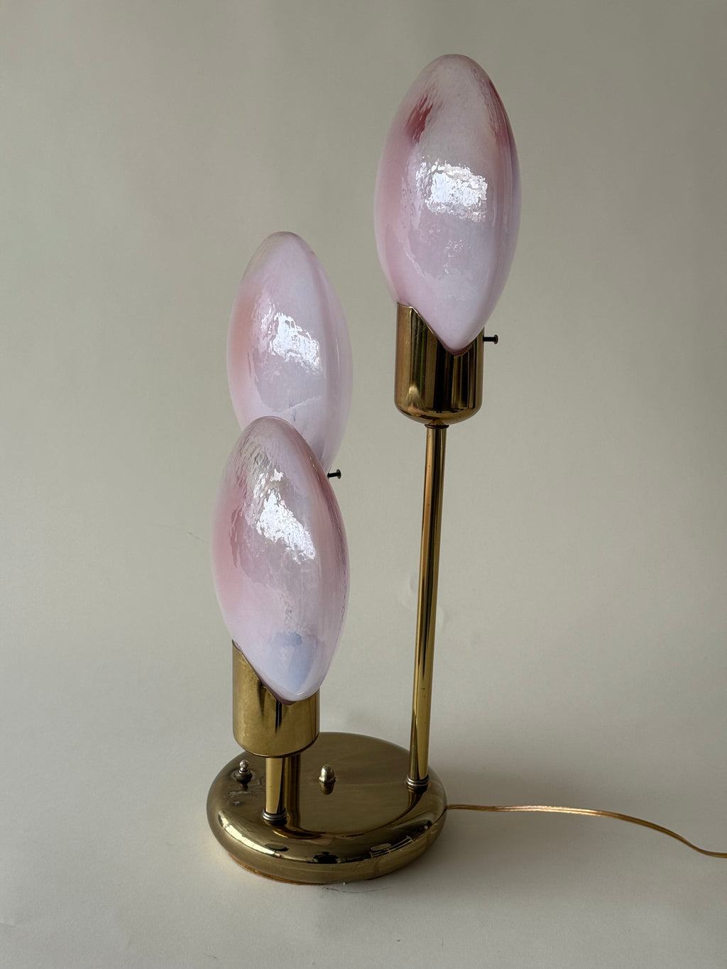 Lampe de table "Lollipop" en verre de Murano et laiton, fait en Italie, circa 1970