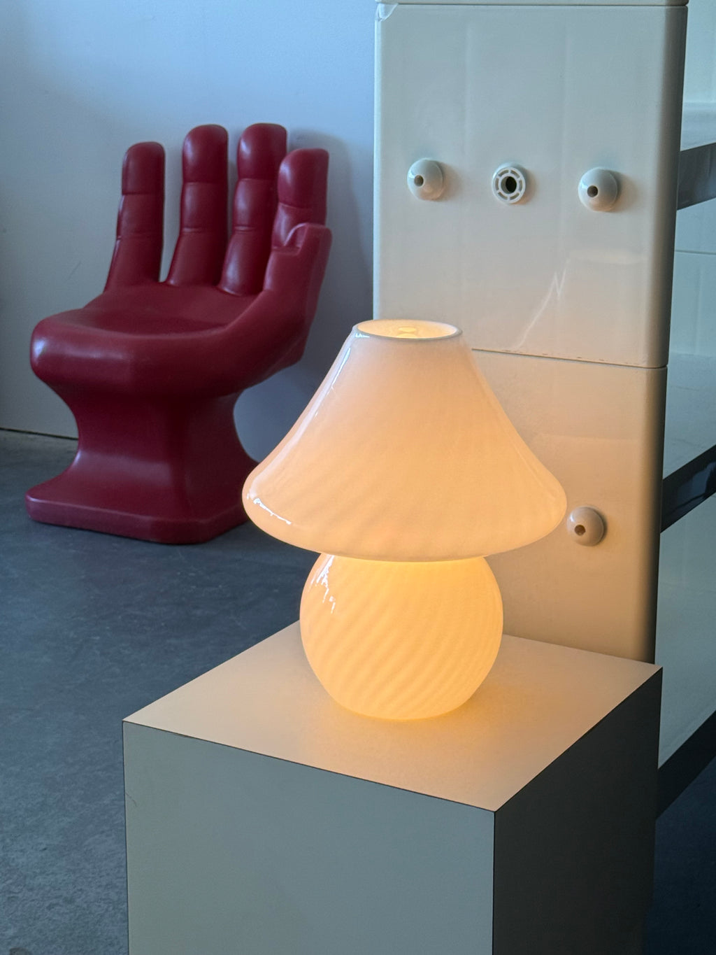 Lampe de table en forme de champignon en verre de Murano par Vetri
