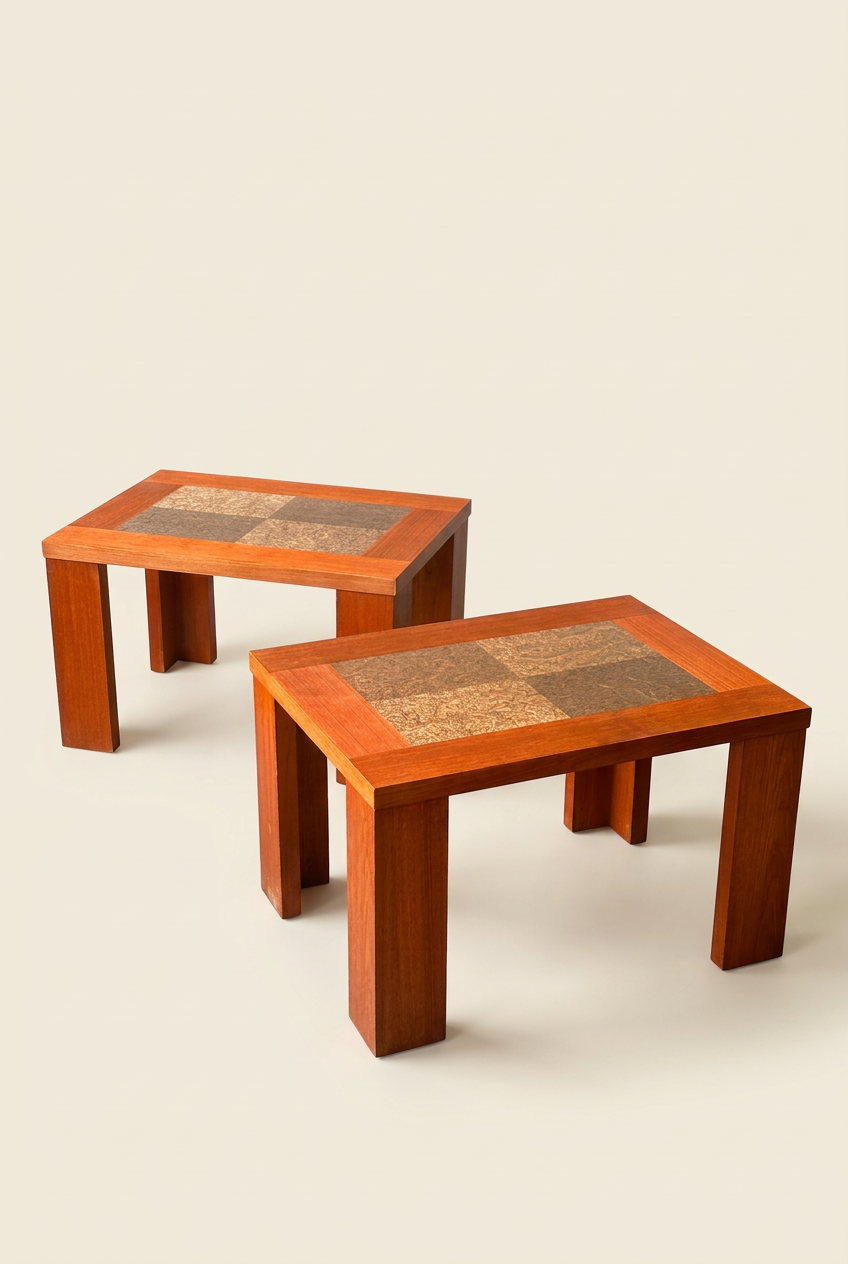 Tables sur fond crème, détail 1